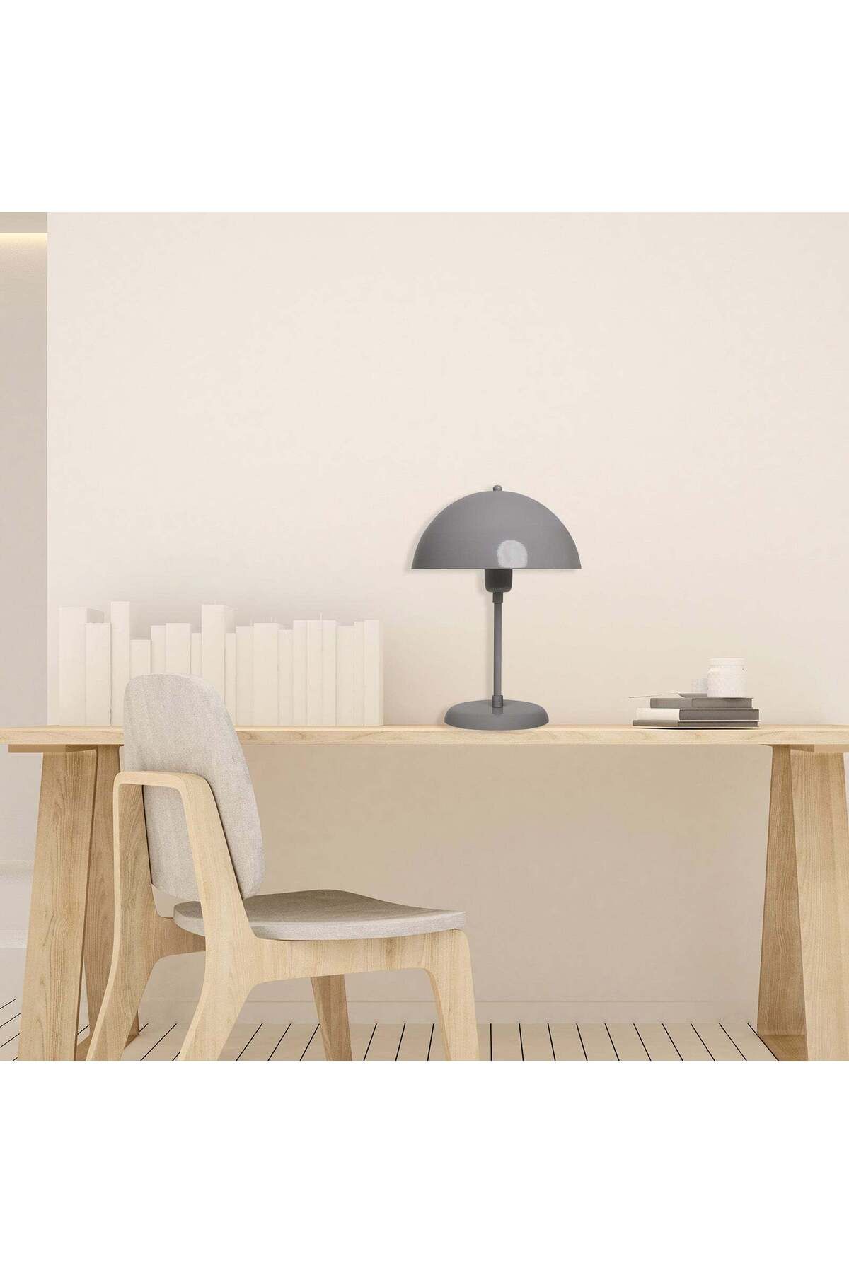 Bamyum-Lipeo Kleine Tischlampe 30cm, Pilzlampe Metall, Graue Lampe 2