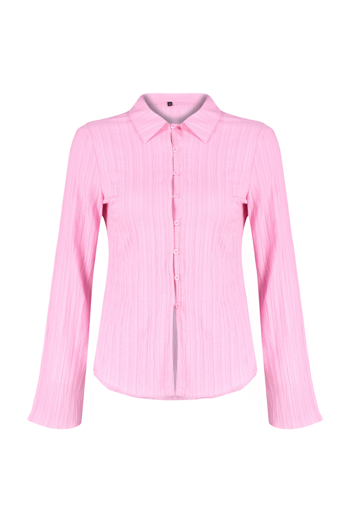 Trendyolmilla  Açık Pembe Dokulu Fitted Bele Oturan Dokuma Gömlek TWOSS24GO00002 - Görsel 7