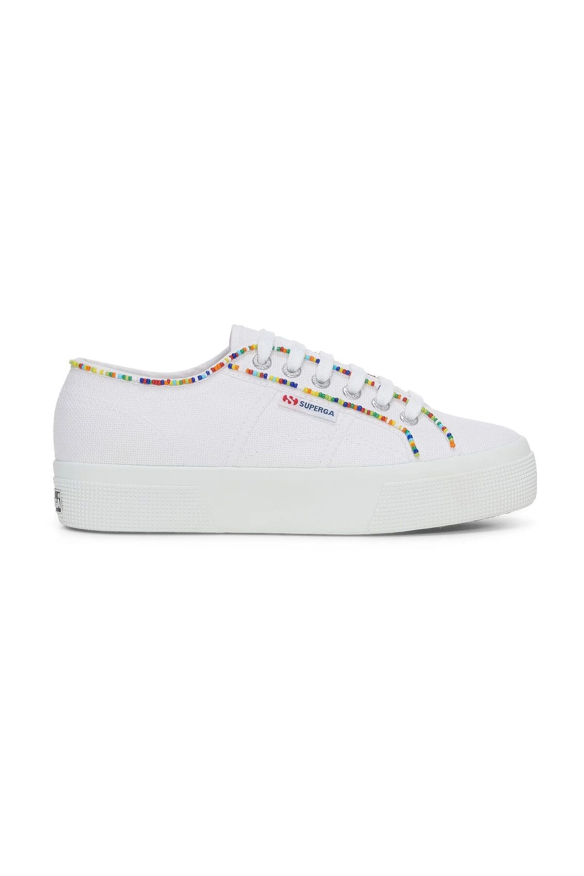 Superga-Modell 2740 - Weiße Sneakers für Damen mit mehrfarbigem Perlenmuster 1