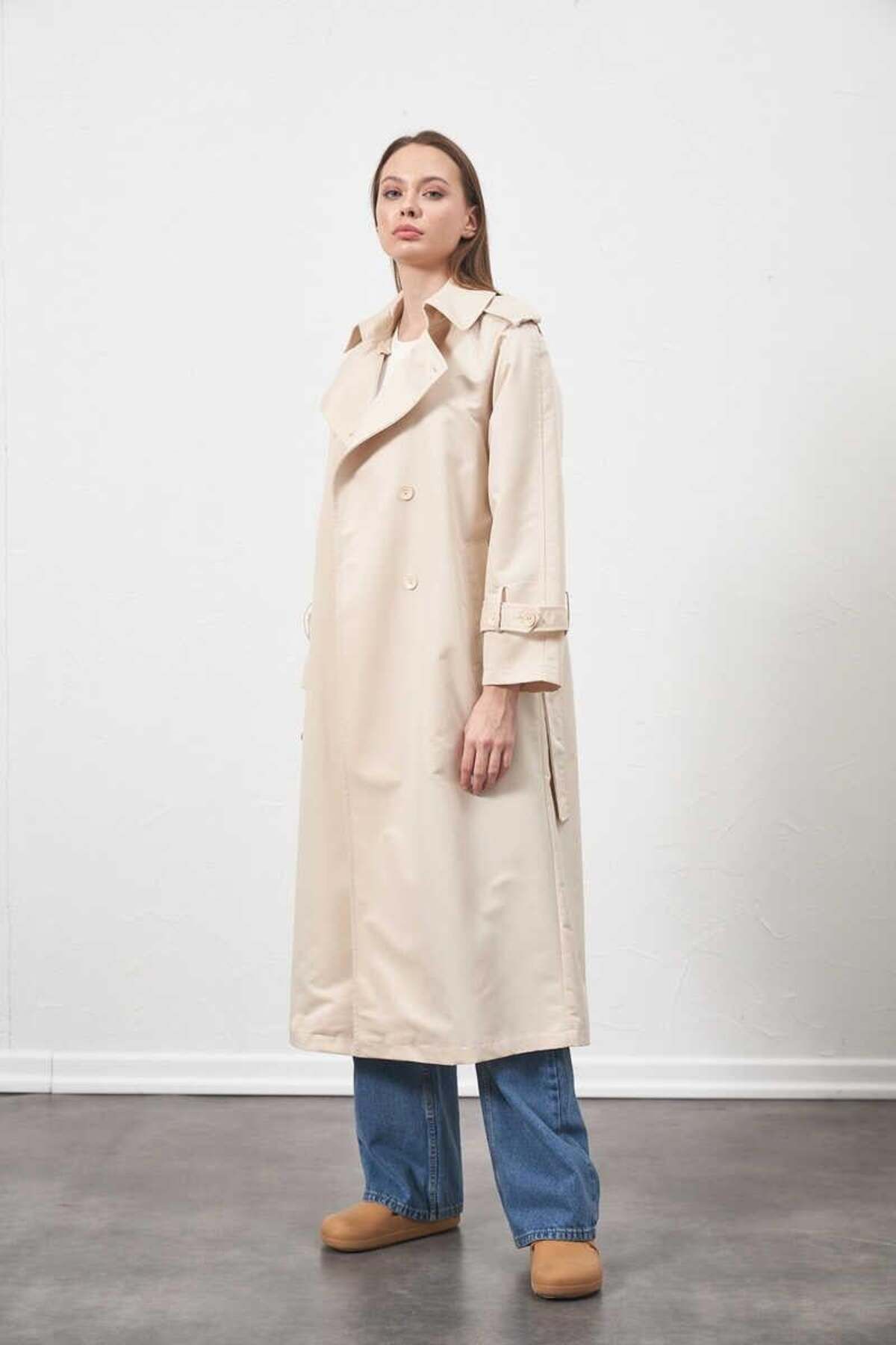 Mevra-Ecru Trench Coat - Lined 3