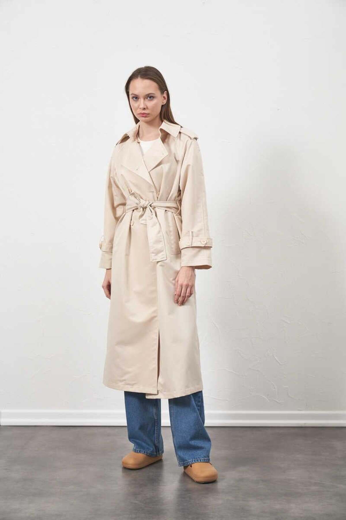 Mevra-Ecru Trench Coat - Lined 6
