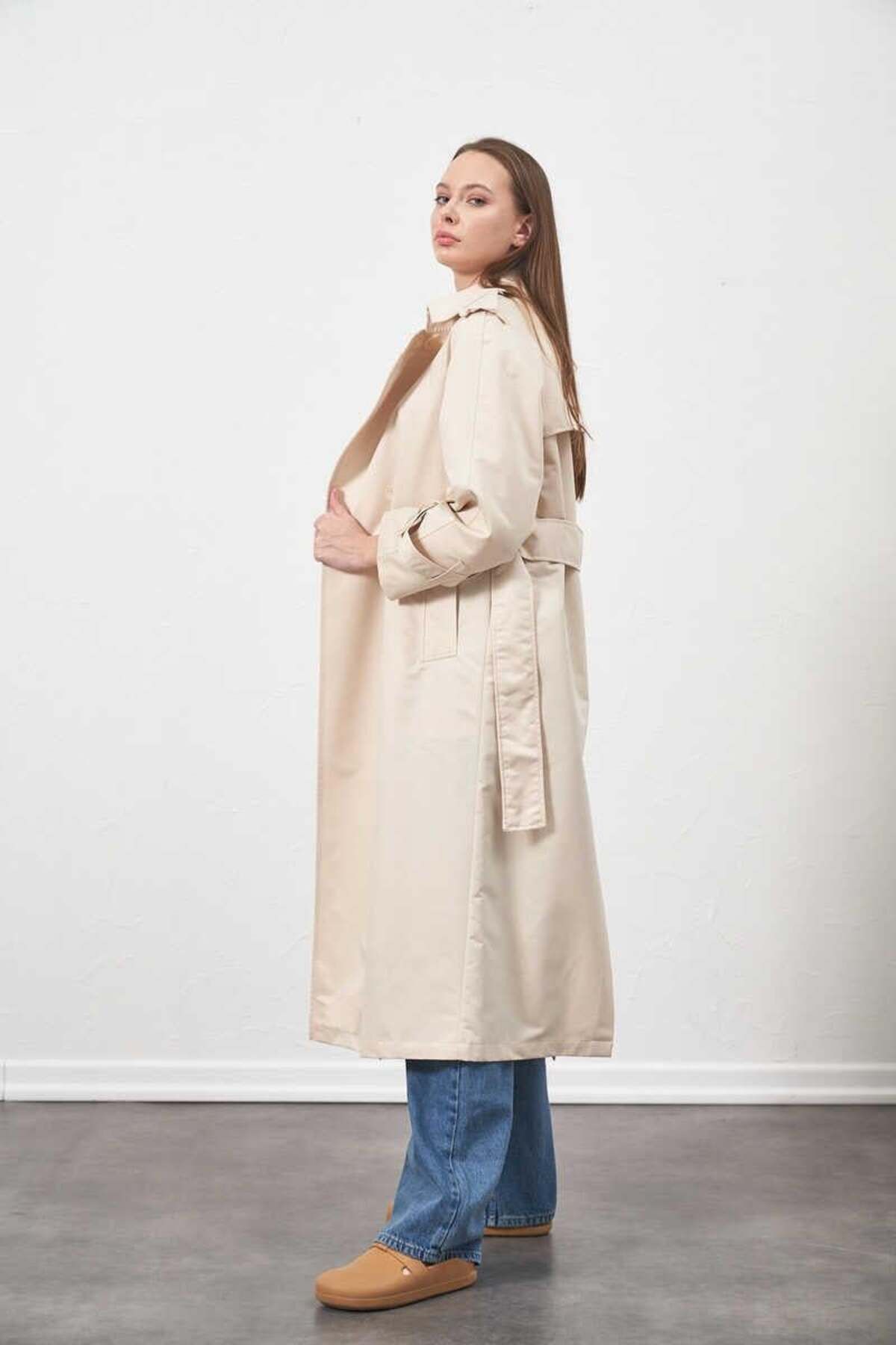 Mevra-Ecru Trench Coat - Lined 4