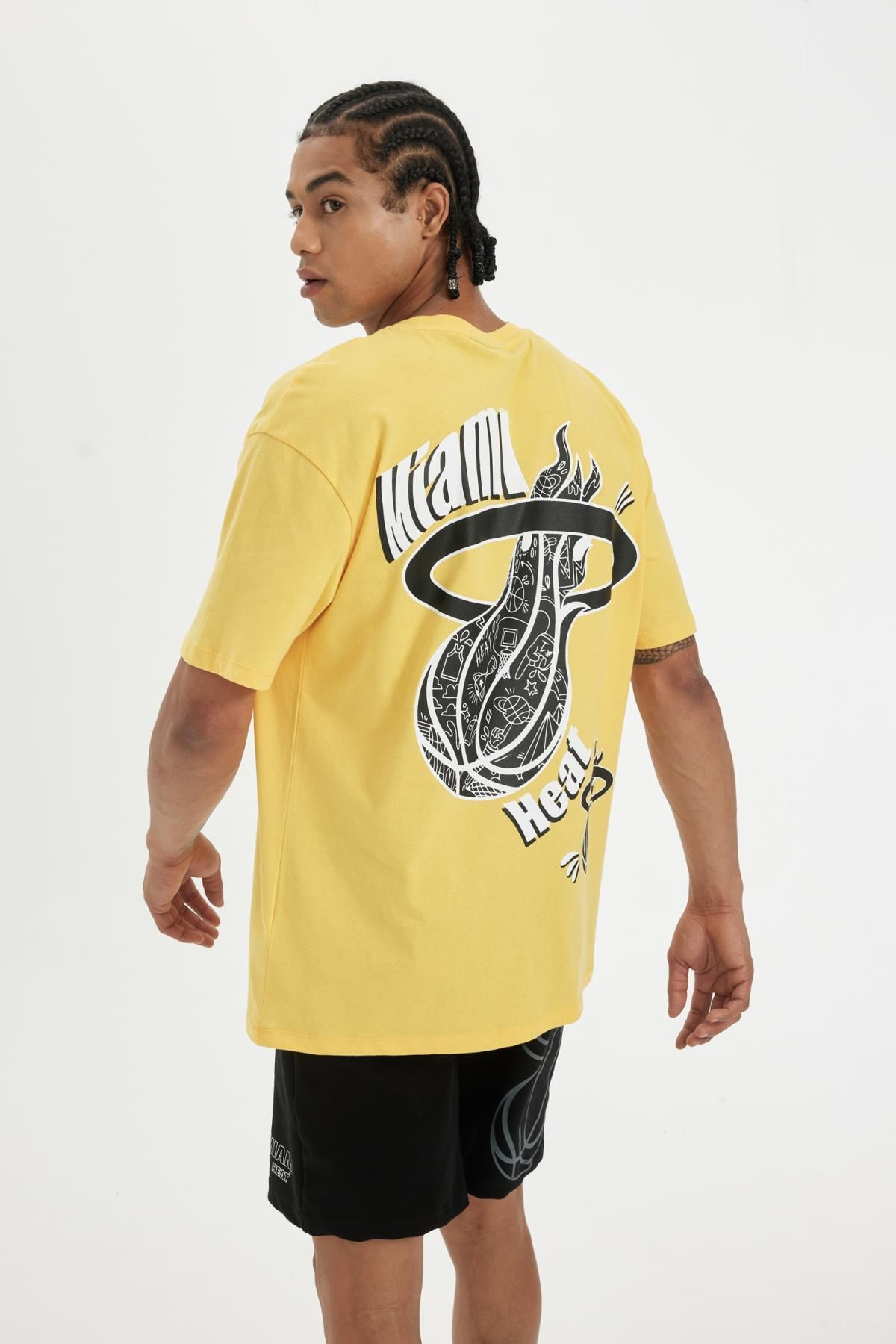 تیشرت آستین کوتاه چاپی DeFactoFit NBA Miami Heat Boxy Fit Crew