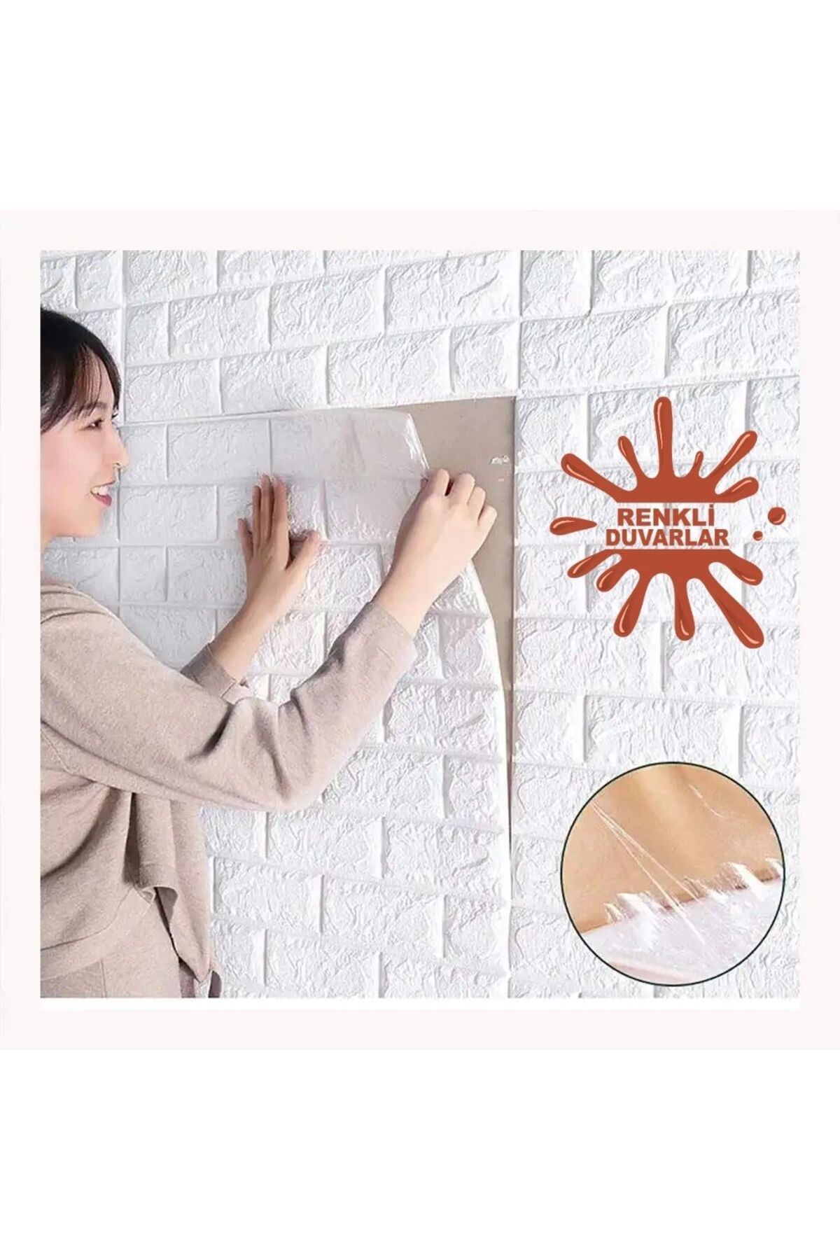 Renkli Duvarlar Tapet Autoadeziv Șters 35x38cm Panou Flexibil Din Spumă Autocolant Cu Model De Cărămidă Dimensiune 3d - 35 x 38