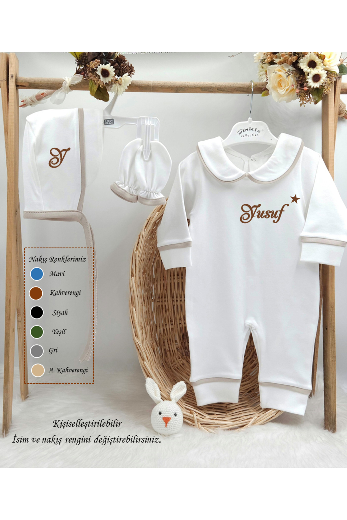 ست نوزادی پسرانه – دخترانه قهوه ای gros shop | GRSBL01 اورجینال - تصویر 2