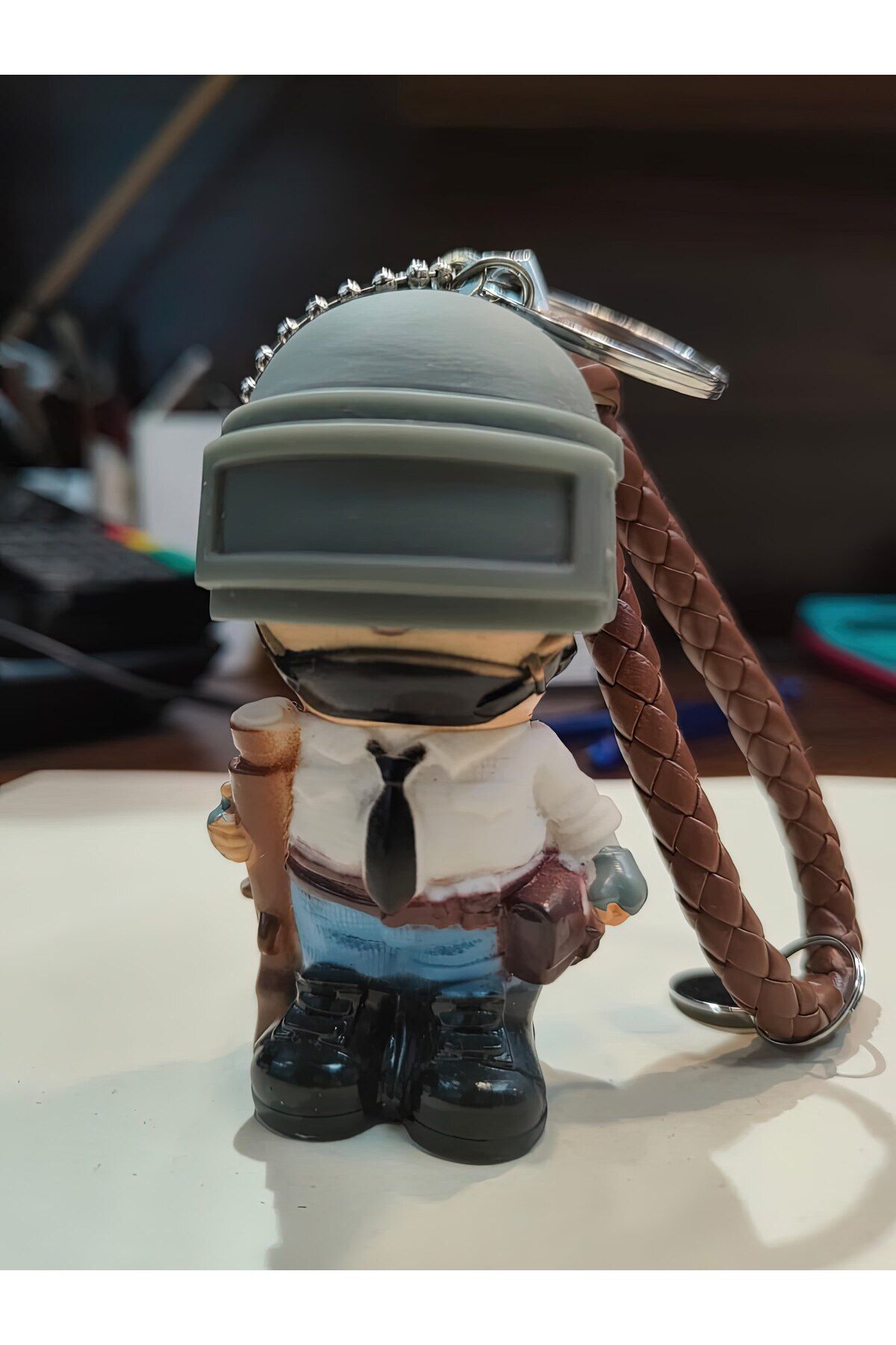 FG KONNİCHİWA-Pubg Game Character Figure Keychain Game Keychain Leather with Lanyard 3
