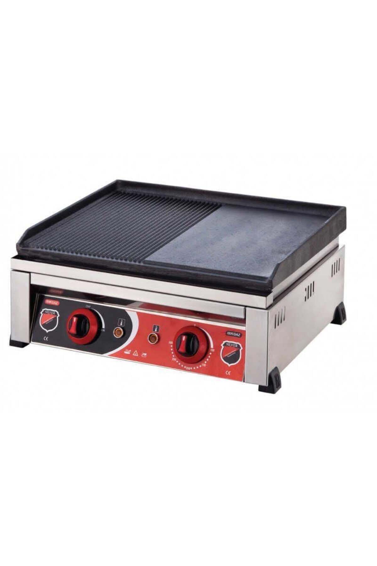 Işıkgaz Silverinox 50 Cm Elektrikli Döküm Izgara 2200 W. Profesyonel, Yarı Oluklu