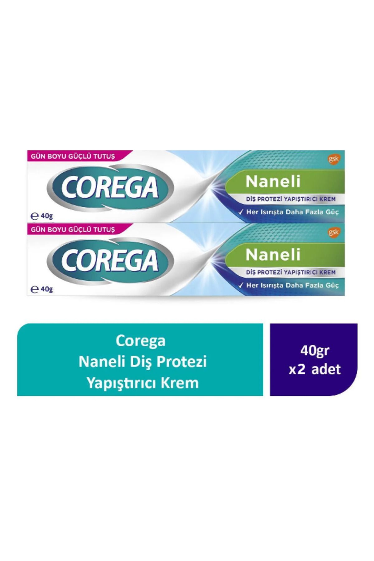 Corega Naneli Diş Protezi Yapıştırıcı Krem 40g (2 Adet)