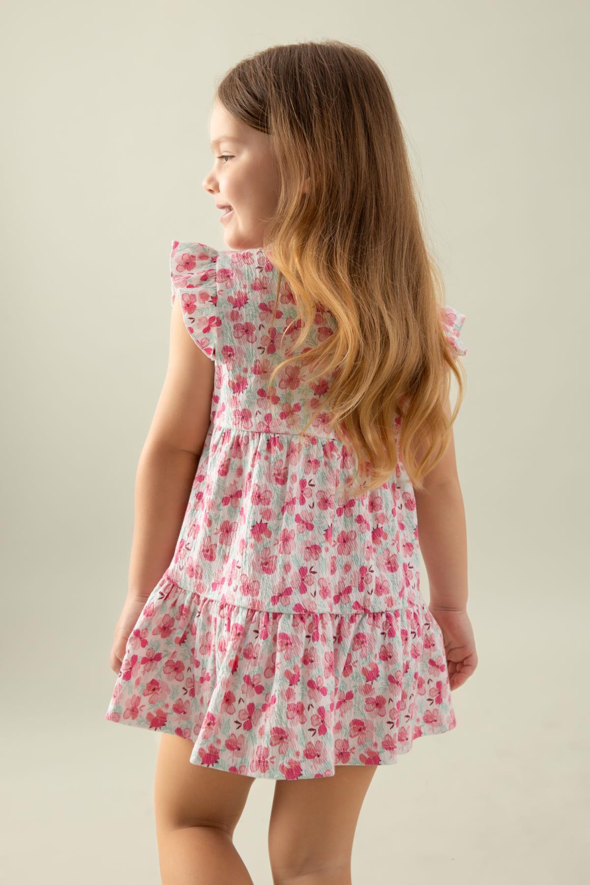 Defacto Short Sleeve Floral Patterned Baby Girl Dress C5207A524SM