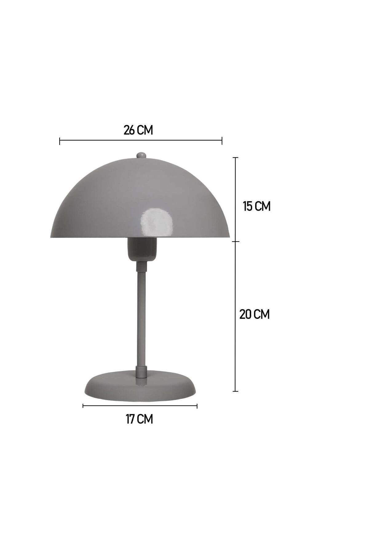 Bamyum-Lipeo Kleine Tischlampe 30cm, Pilzlampe Metall, Graue Lampe 4