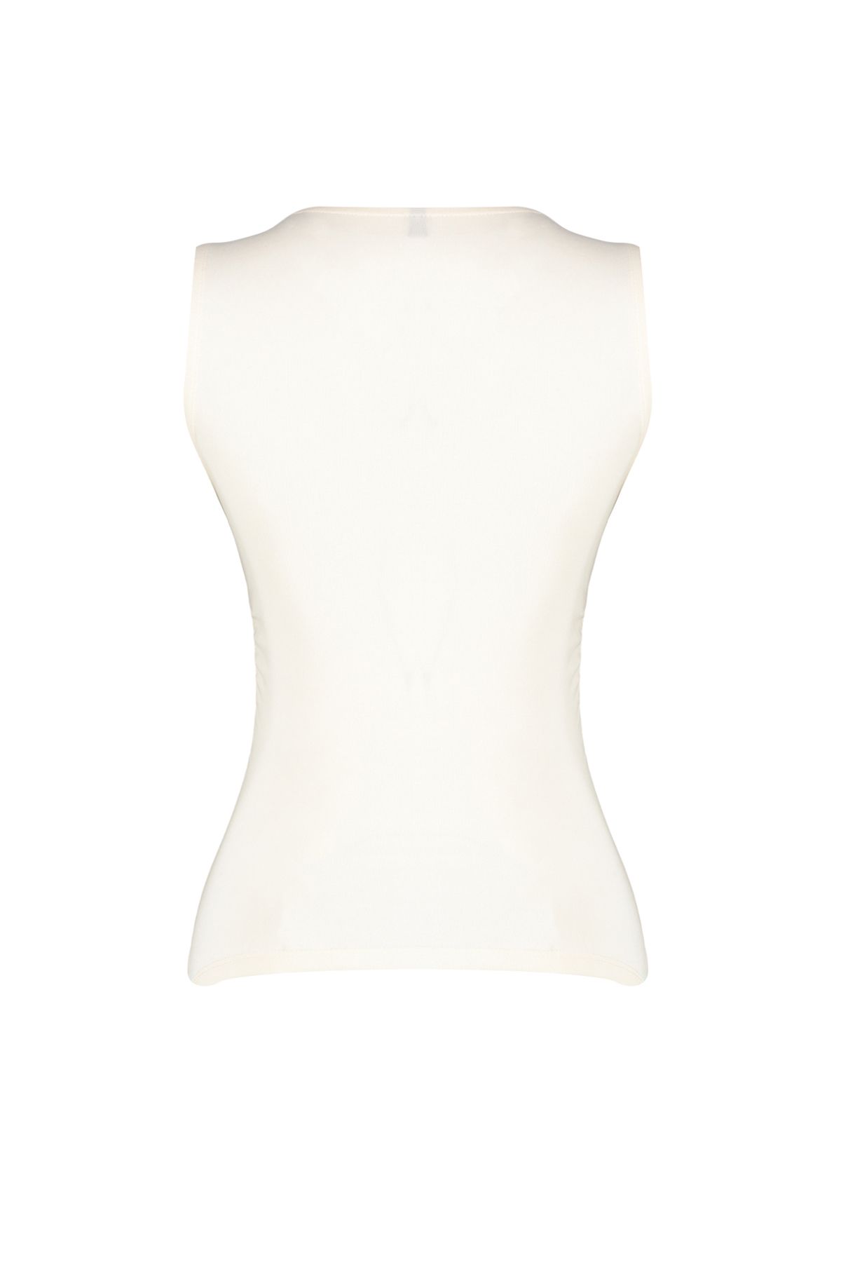 Trendyol Collection-Stretchy Knitted - Solid Square Neck and Drawstring Blouse Twoss24Bz00400 7