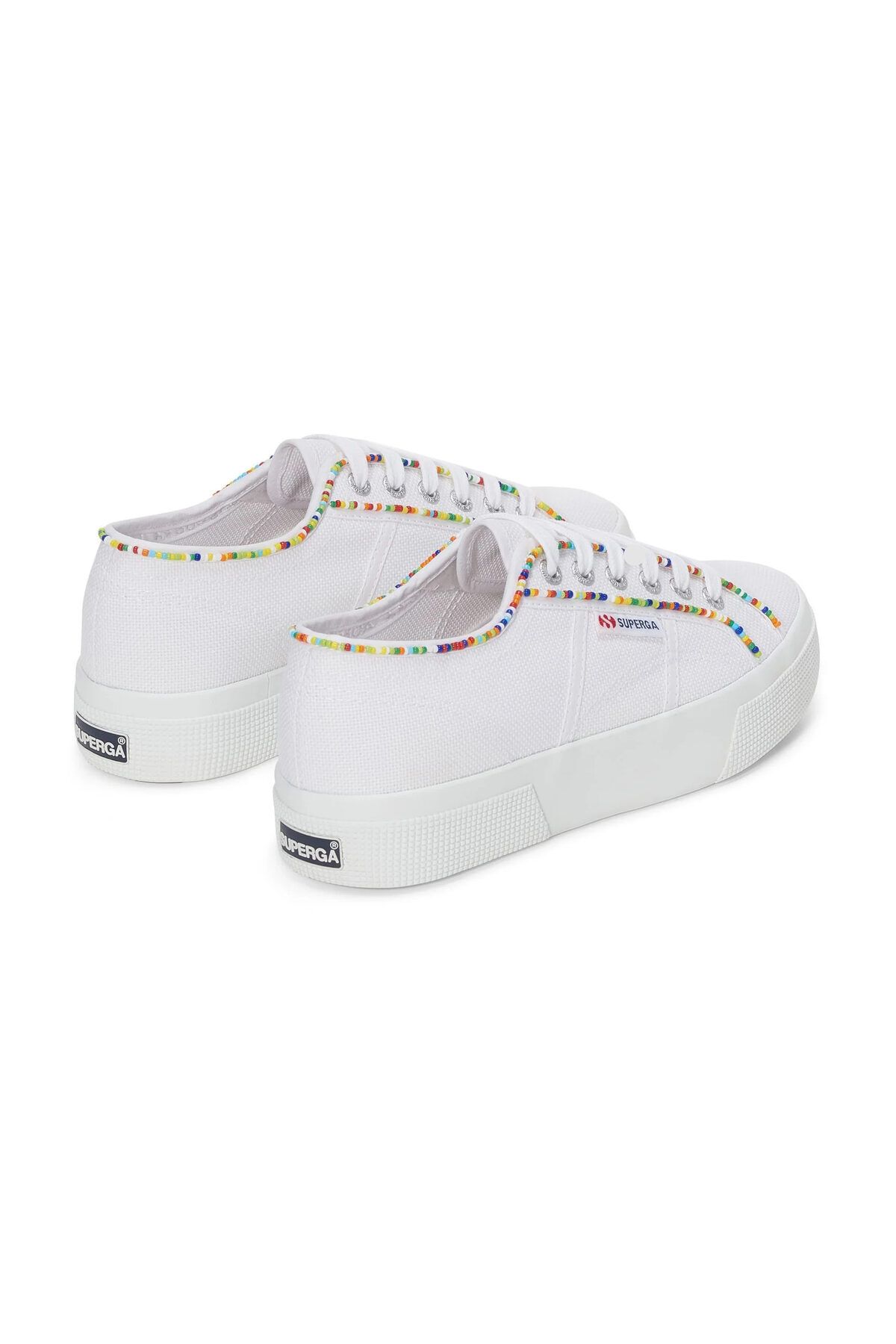 Superga-Modell 2740 - Weiße Sneakers für Damen mit mehrfarbigem Perlenmuster 3