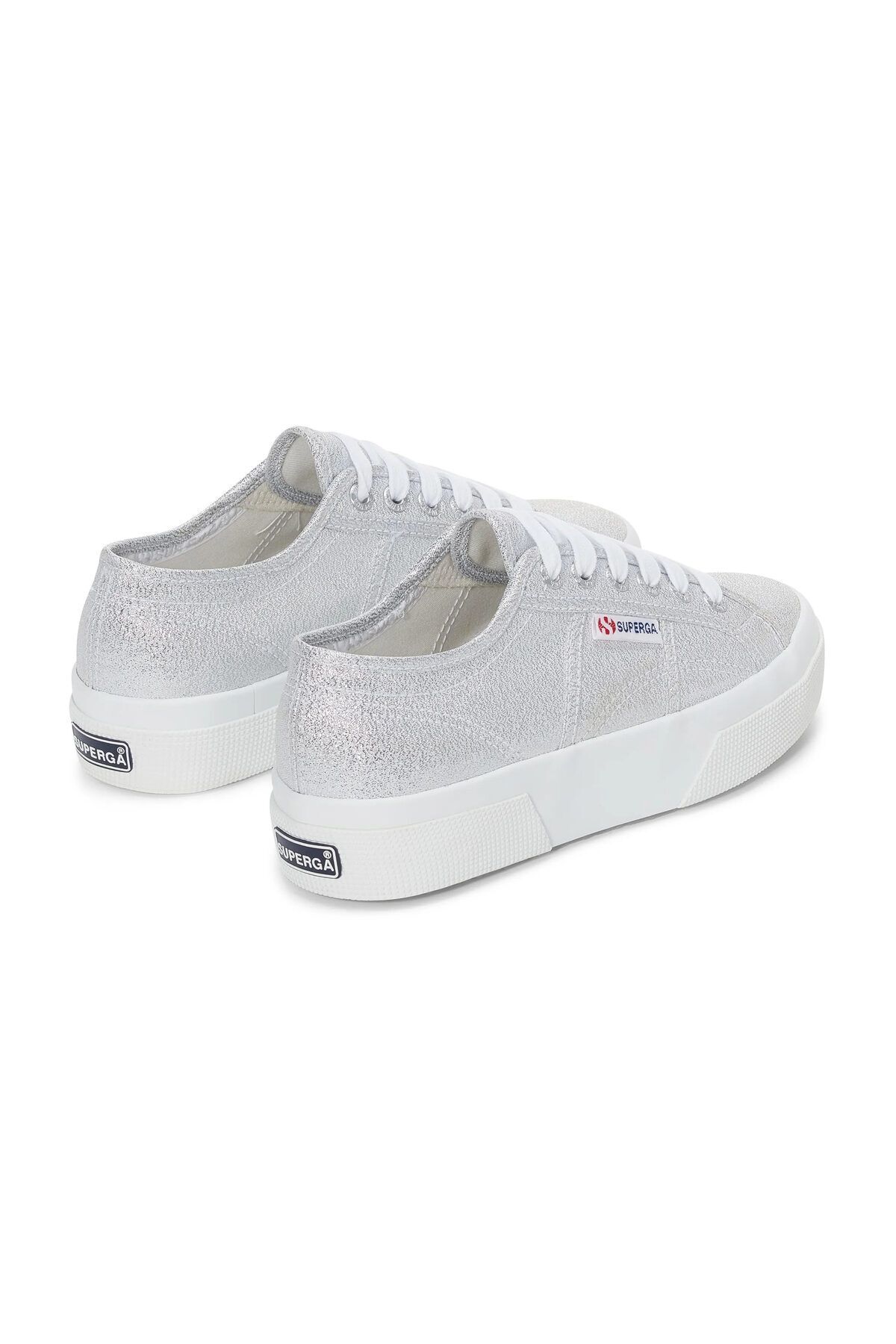 Superga-2740 Model Lame Platform - Női ezüstszürke tornacipő 5
