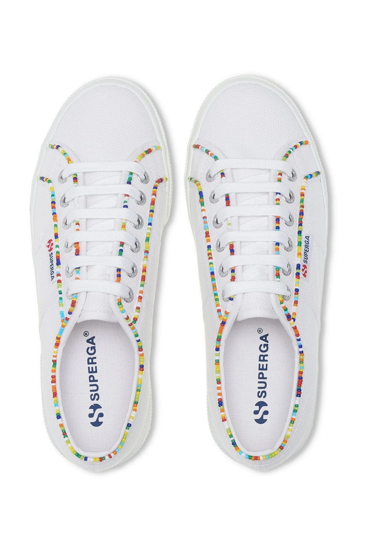 Superga-Modell 2740 - Weiße Sneakers für Damen mit mehrfarbigem Perlenmuster 4