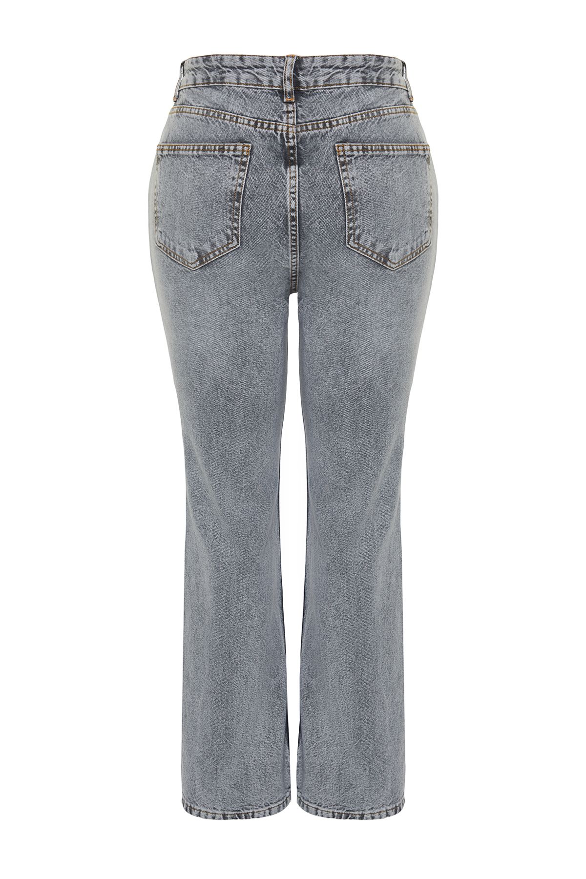 Trendyol Curve-High Waist Gray Long Straight Jeans - TBBSS24CJ00045 8