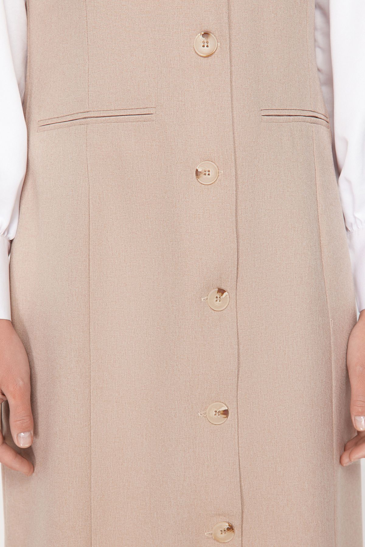 Trendyol Modest-Beiges Gilet-Kleid - Webstoff TCTSS24EB00202 5