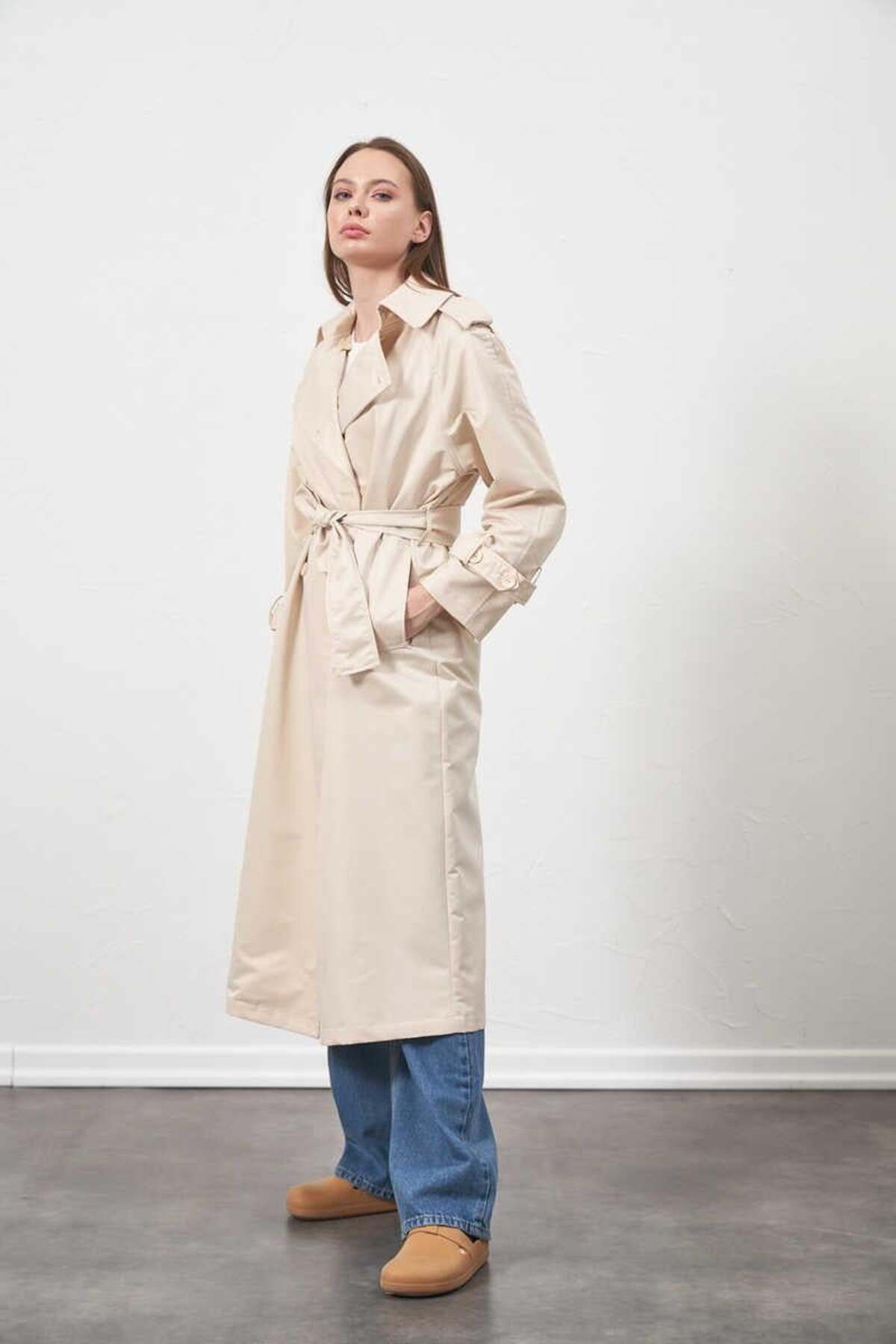 Mevra-Ecru Trench Coat - Lined 8