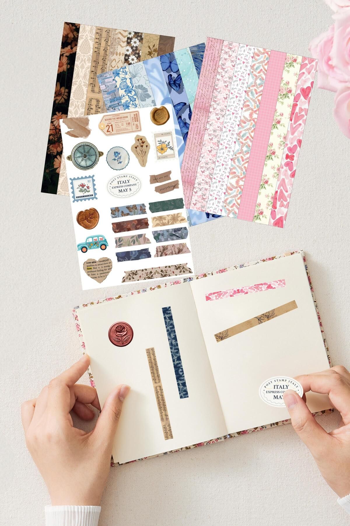 Postifull-Vintage Label Set - 120 Large Size Labels, Sticker Book and Notebook, Bullet Journal and Daily Use 5