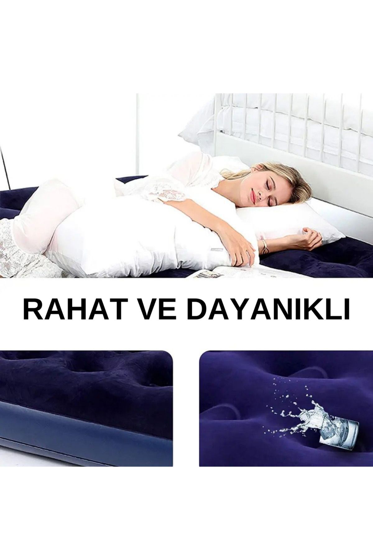 6 Kişilik Tam Otomatik Tenteli Kamp Çadırı + Çift Kişilik Şişme Yatak Seti + Lamba (Kamp Seti)