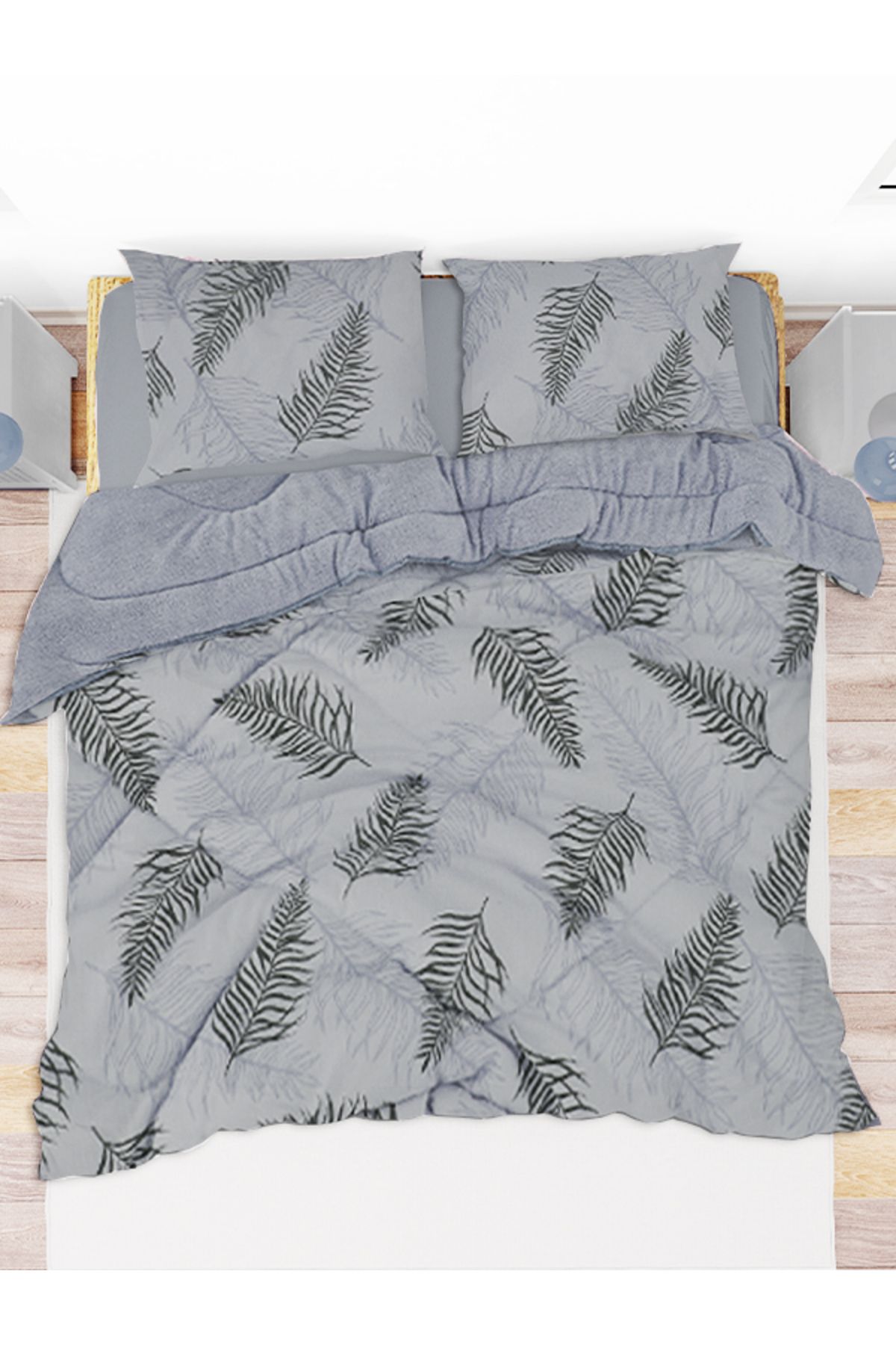 Palme Welsoft Pamuklu Yorgan Seti Çift Kişilik Çift Taraflı Yazlık Kışlık Silikonlu 195x215 Cm #2
