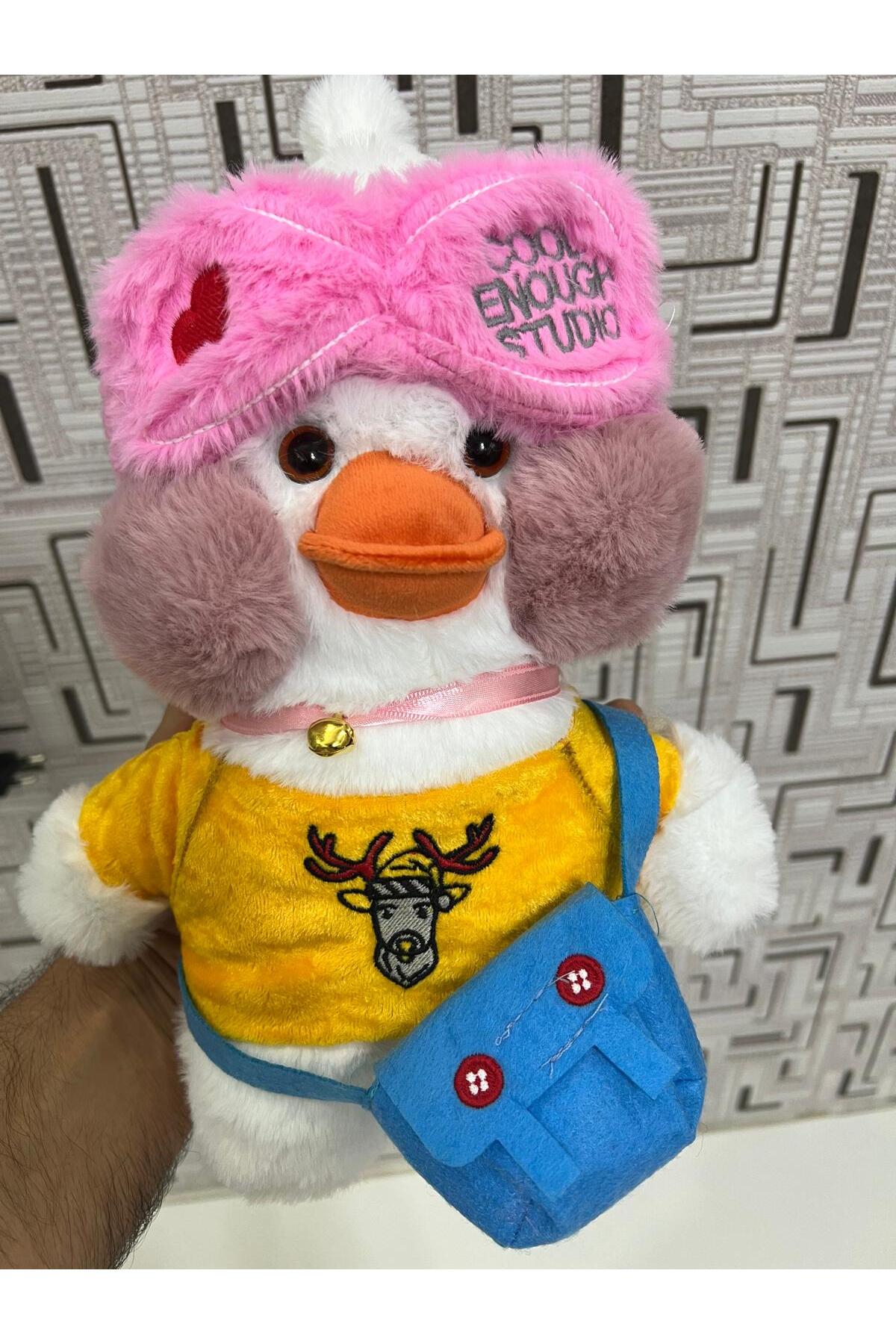 KİNKU Hediyelik Lalafanfan Duck Çantalı Sevimli Ördek Oyuncak Peluş Doğum Günü Hediyelik