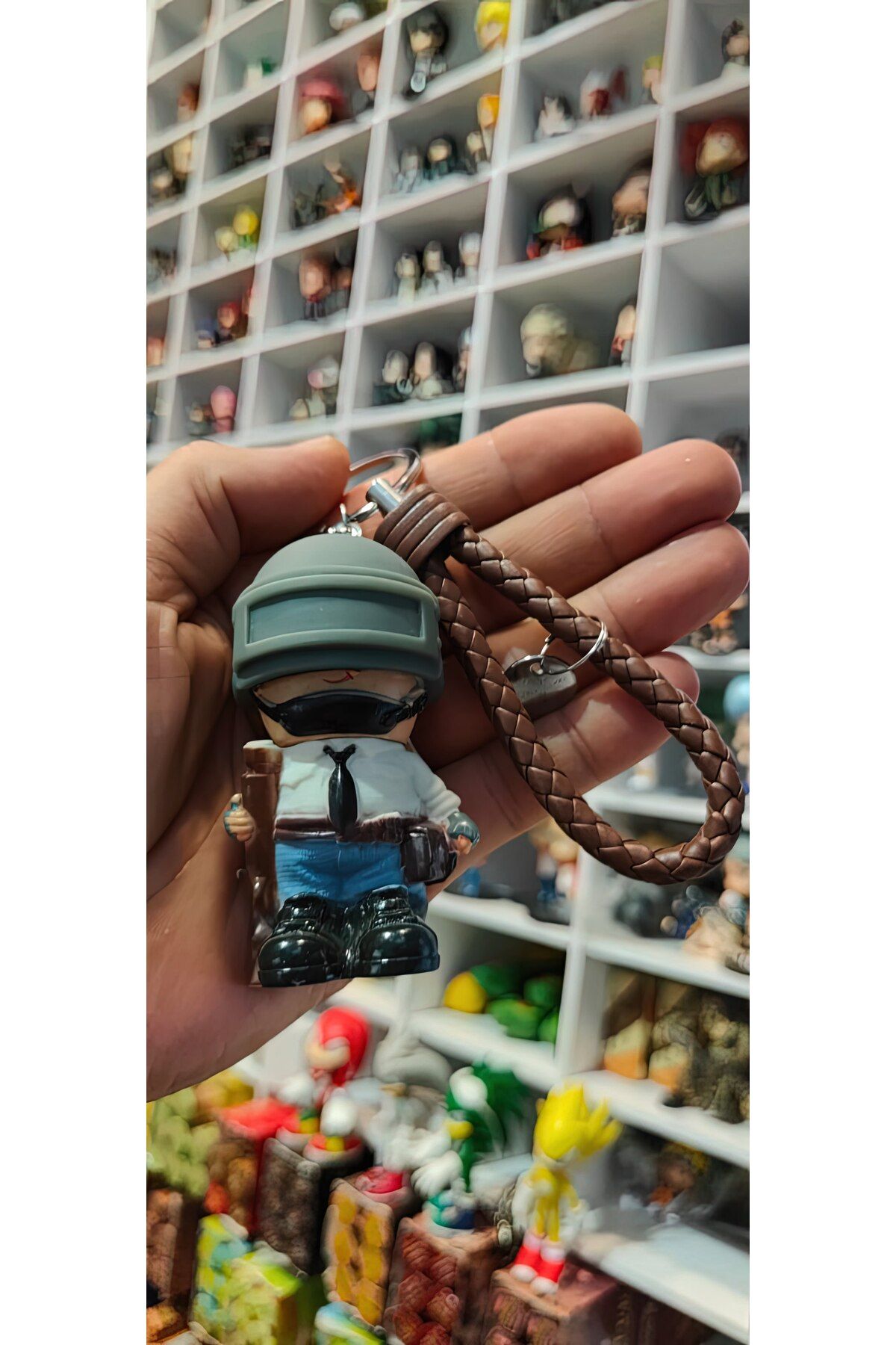 FG KONNİCHİWA-Pubg Game Character Figure Keychain Game Keychain Leather with Lanyard 4