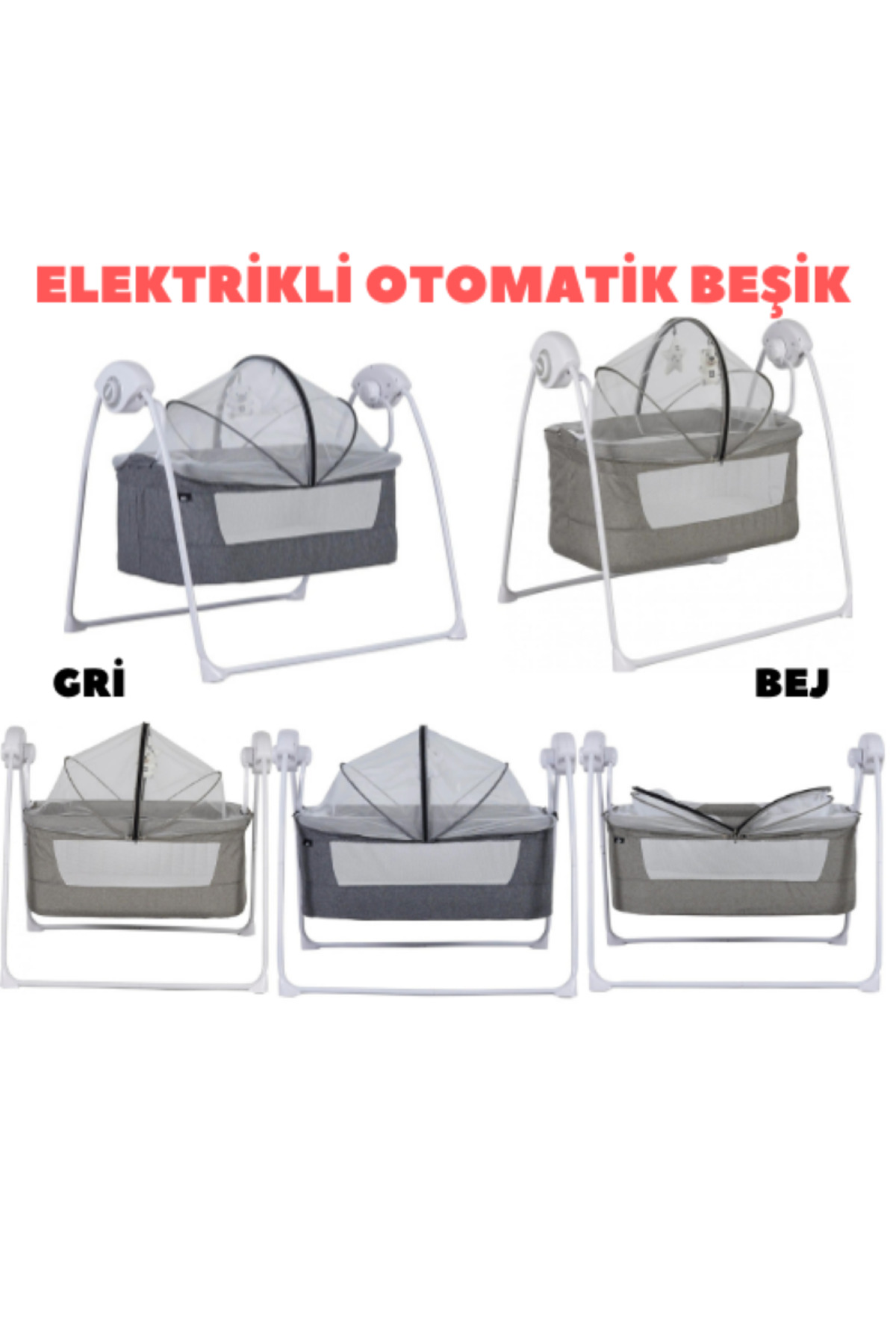 TURHAN BEBE Ahşap Anne Yanı Beşik + Bebek Arabası + Puset + Otomatik Beşik + Yürüteç + Mama Sandalyesi + Çanta fotoğrafı 4 (önizleme)