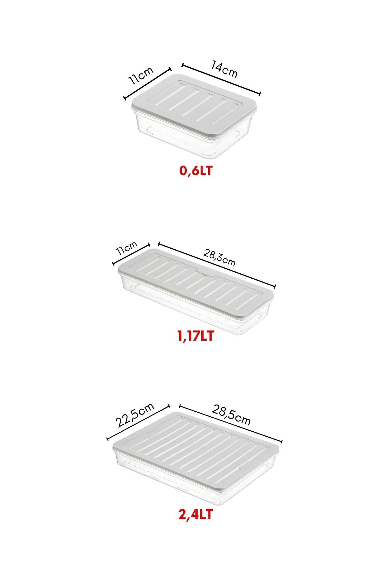 Open Home Concept-Set of 7 Freshbox - Gray Storage Container Suitable for Microwave and Diffraction 8