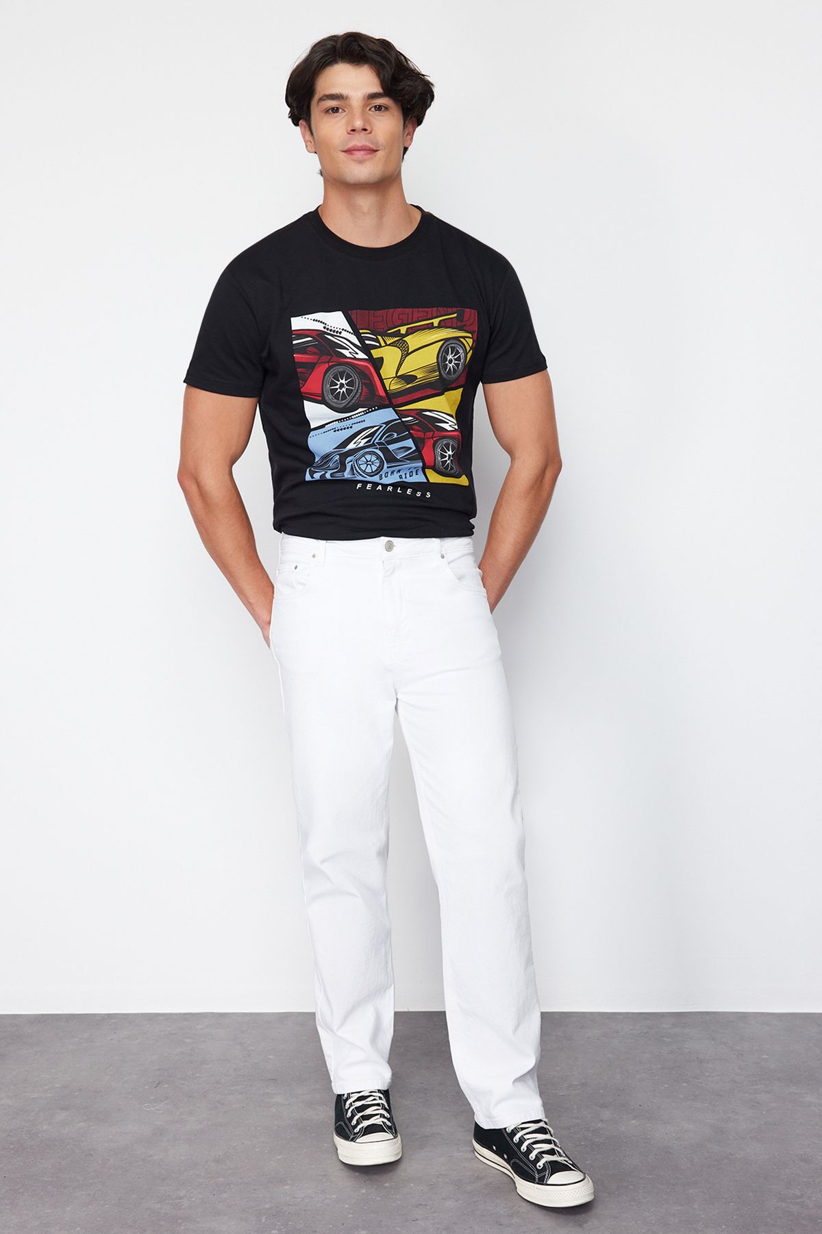 Trendyol Collection-90-es évek laza farmernadrágja - fehér baggy farmer TMNSS24JE00012 4