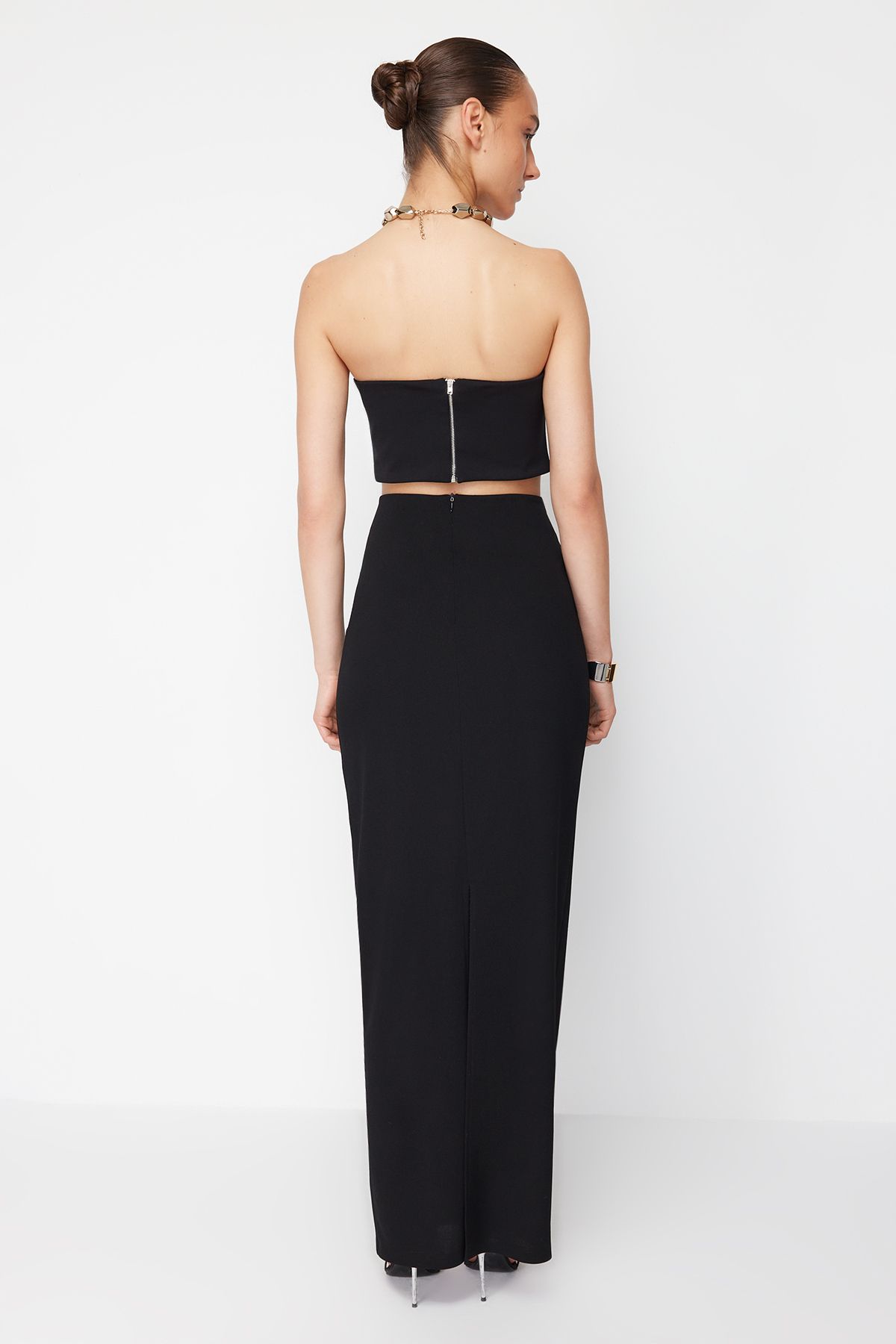 Trendyol Collection-X Zeynep Tosun Black Orme Довга спідниця TCLSS24ET00001 8