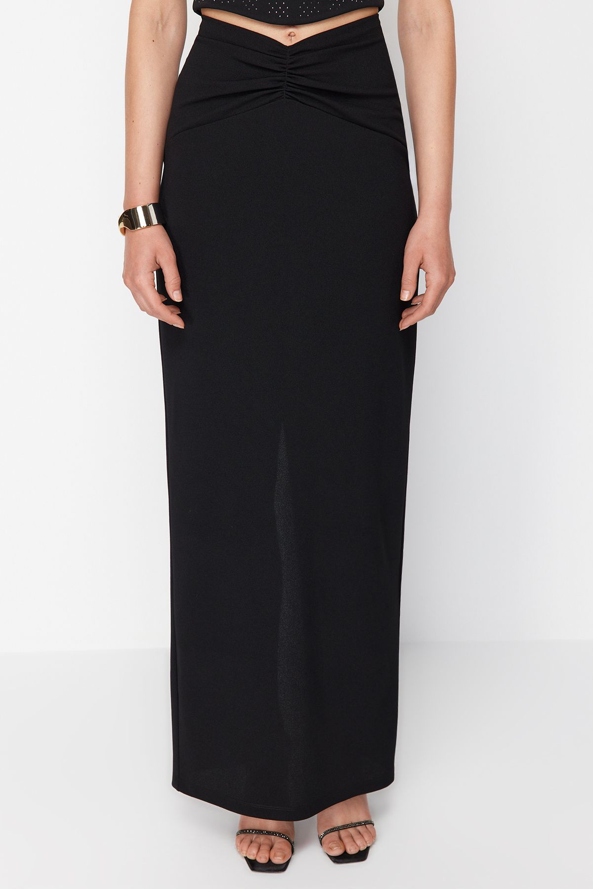 Trendyol Collection-X Zeynep Tosun Black Orme Довга спідниця TCLSS24ET00001 7