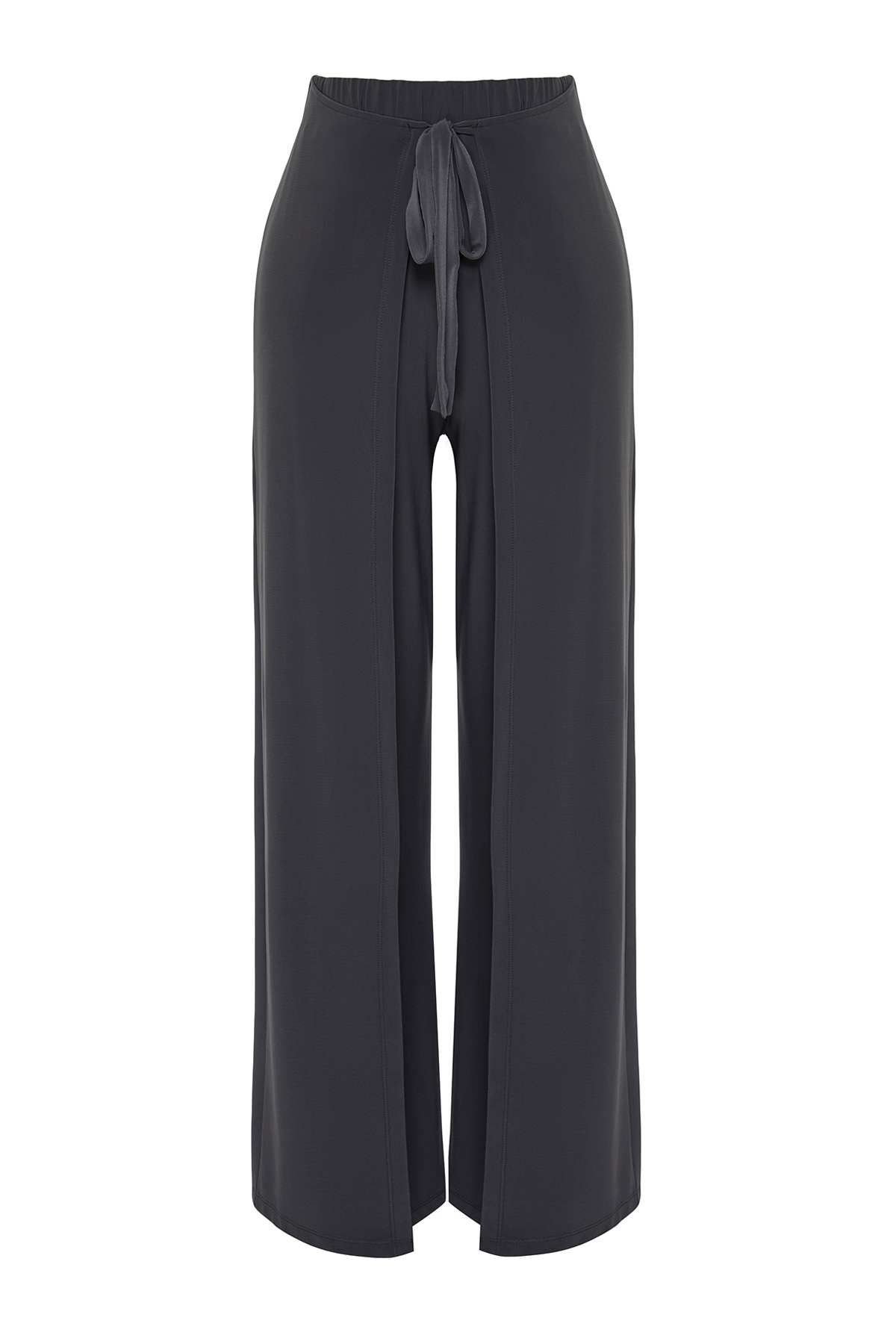 Trendyolmilla  Antrasit Bağlama Detaylı Yırtmaçlı Esnek Pantolon TWOSS24PL00135 - Görsel 7