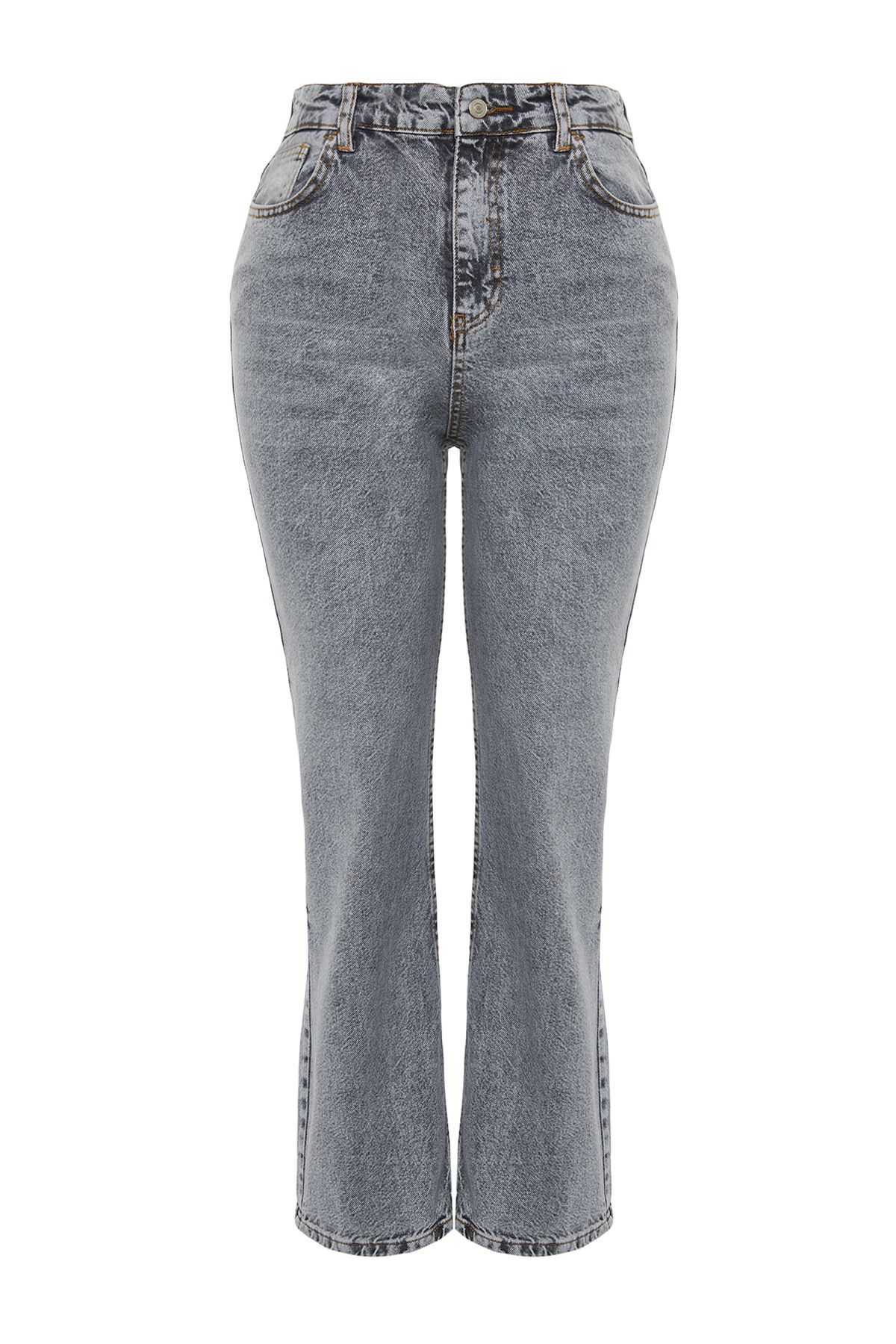 Trendyol Curve-High Waist Gray Long Straight Jeans - TBBSS24CJ00045 7
