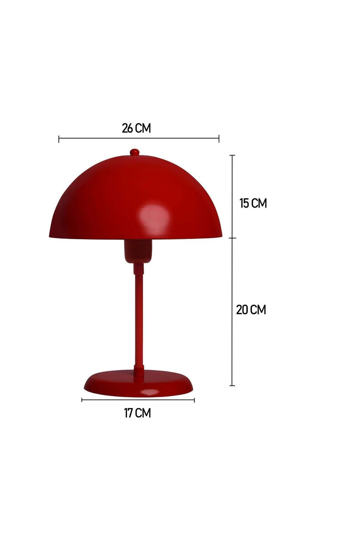 Bamyum-Lipeo Kleine Tischlampe 30cm, Pilzlampe Metall, Rote Lampe 4