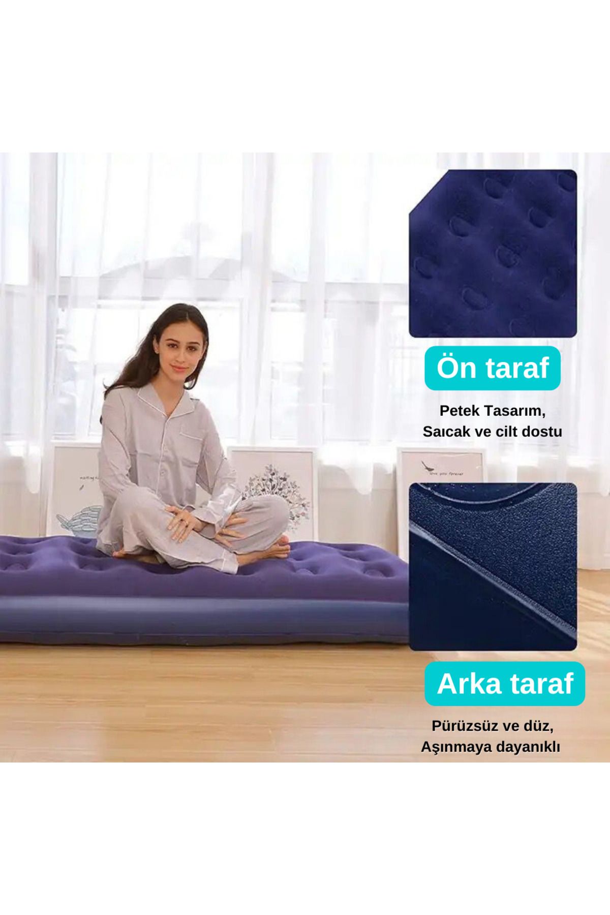 6 Kişilik Tam Otomatik Tenteli Kamp Çadırı + Çift Kişilik Şişme Yatak Seti + Lamba (Kamp Seti)
