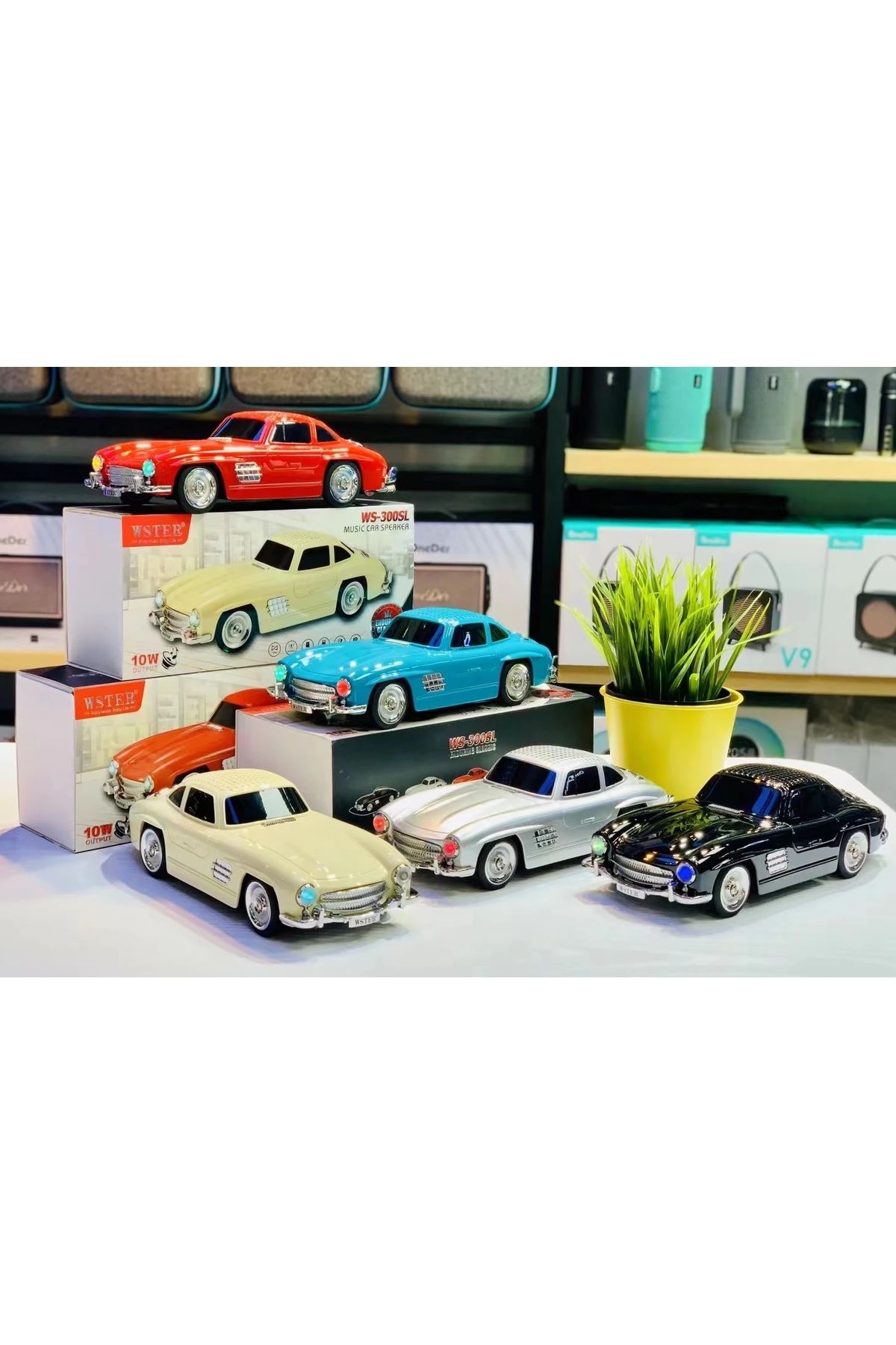 Klasik 300Sl Model Araba Bluetooth Hoparlör Mp3 Müzikçalar Led Işıklı Şarjlı Speaker Siyah #3