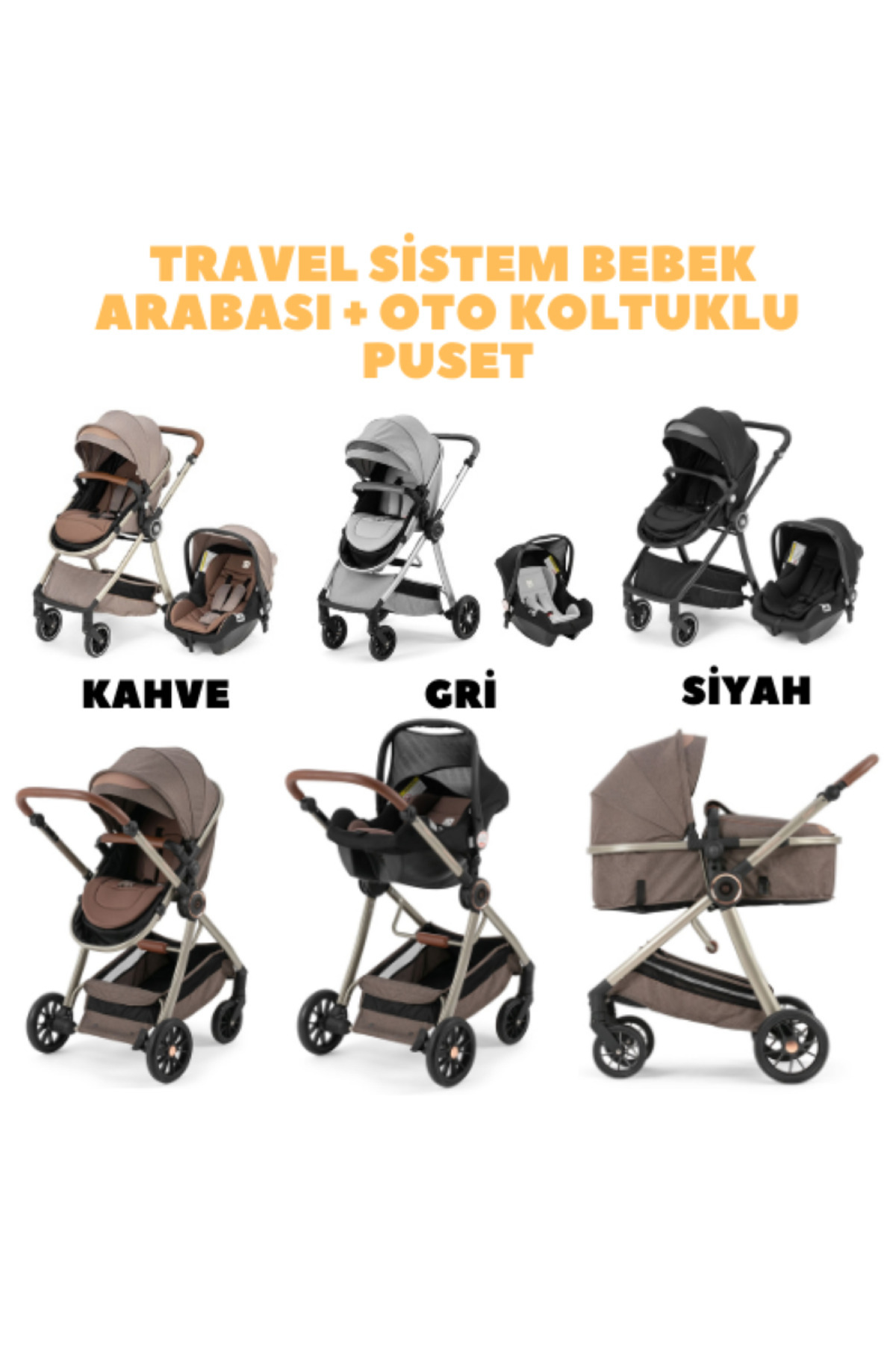 TURHAN BEBE Ahşap Anne Yanı Beşik + Bebek Arabası + Puset + Otomatik Beşik + Yürüteç + Mama Sandalyesi + Çanta fotoğrafı 3 (önizleme)
