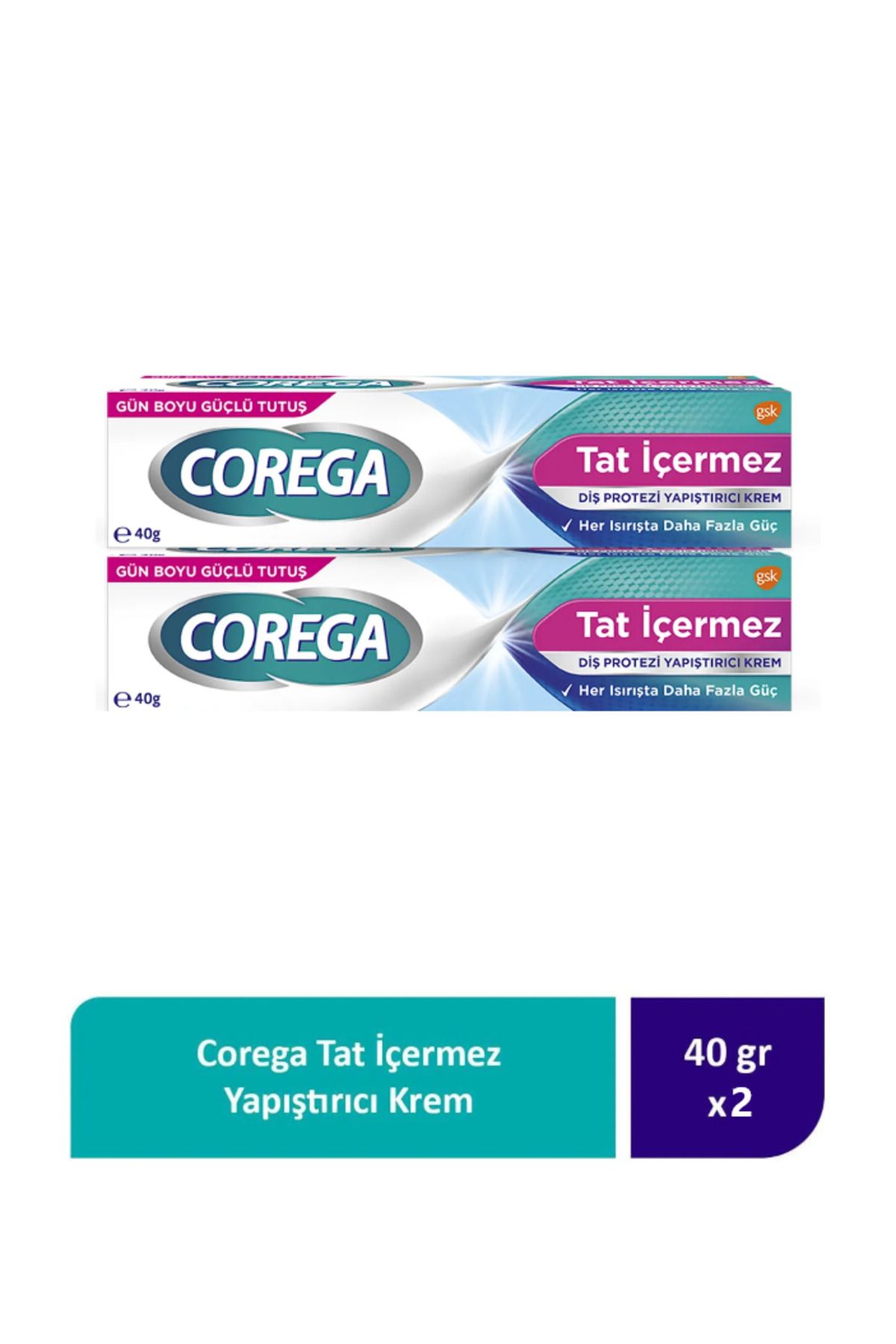 Corega Tat İçermez Diş Protezi Yapıştırıcı Krem 40g (2 Adet)