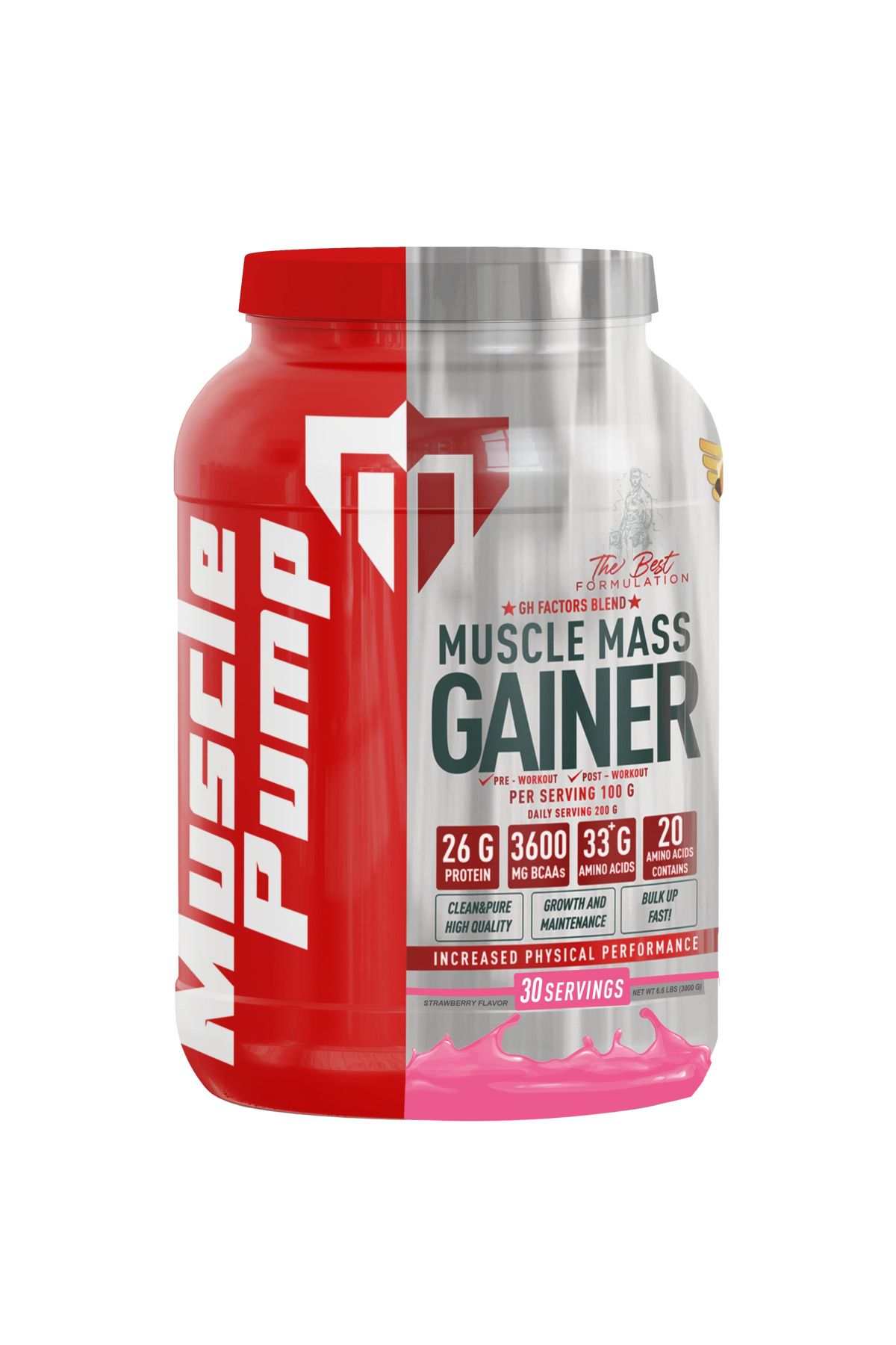 MUSCLE PUMP Muscle Mass Gainer Çilek 3000 Gr