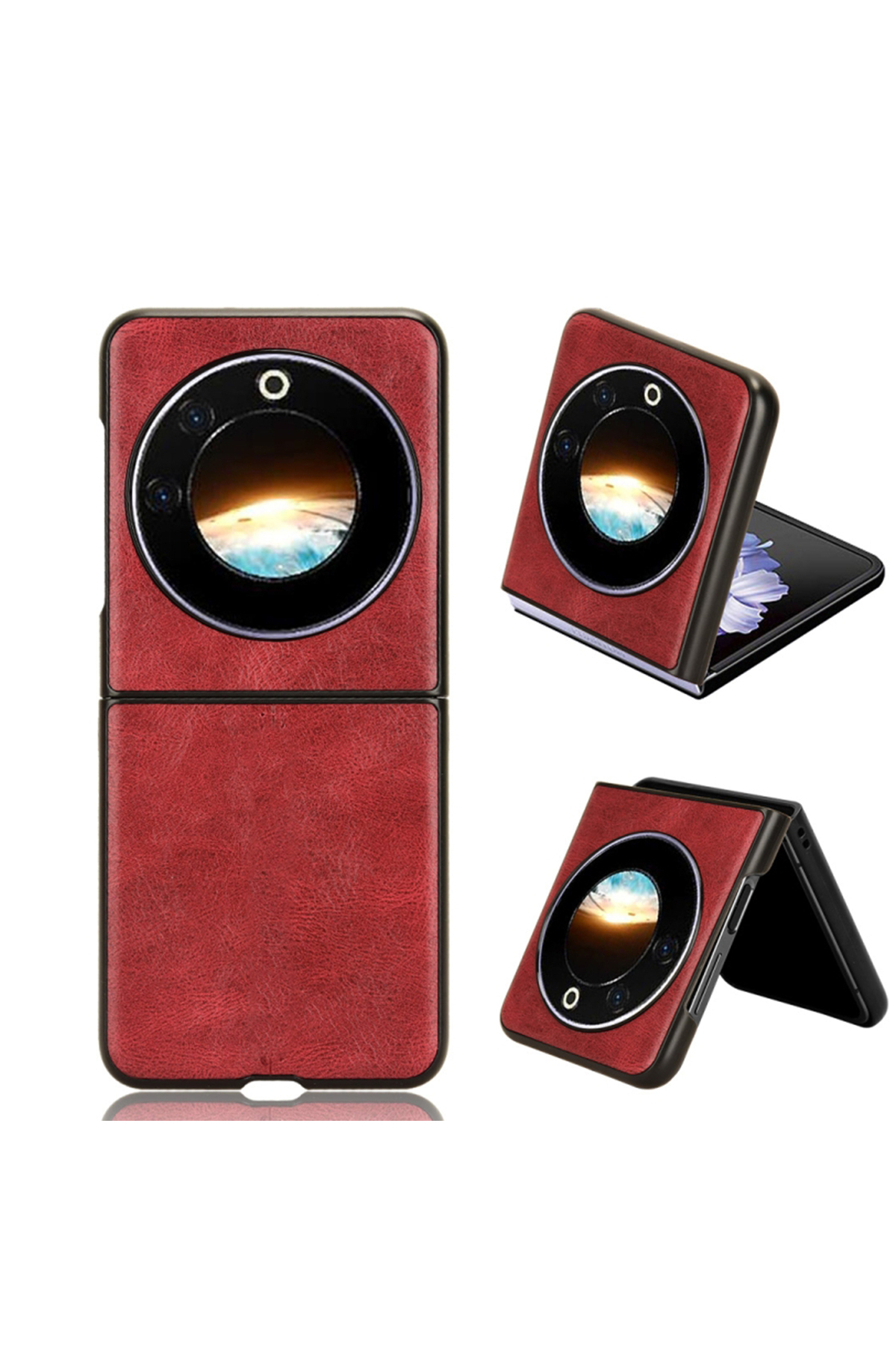EasyShow Custodia Per Tecno Phantom V Flip, Cover Mista PU+PC+TPU, Ultrasottile, Compatibile Con Ricarica Wireless. Colore: Nero/Bianco.