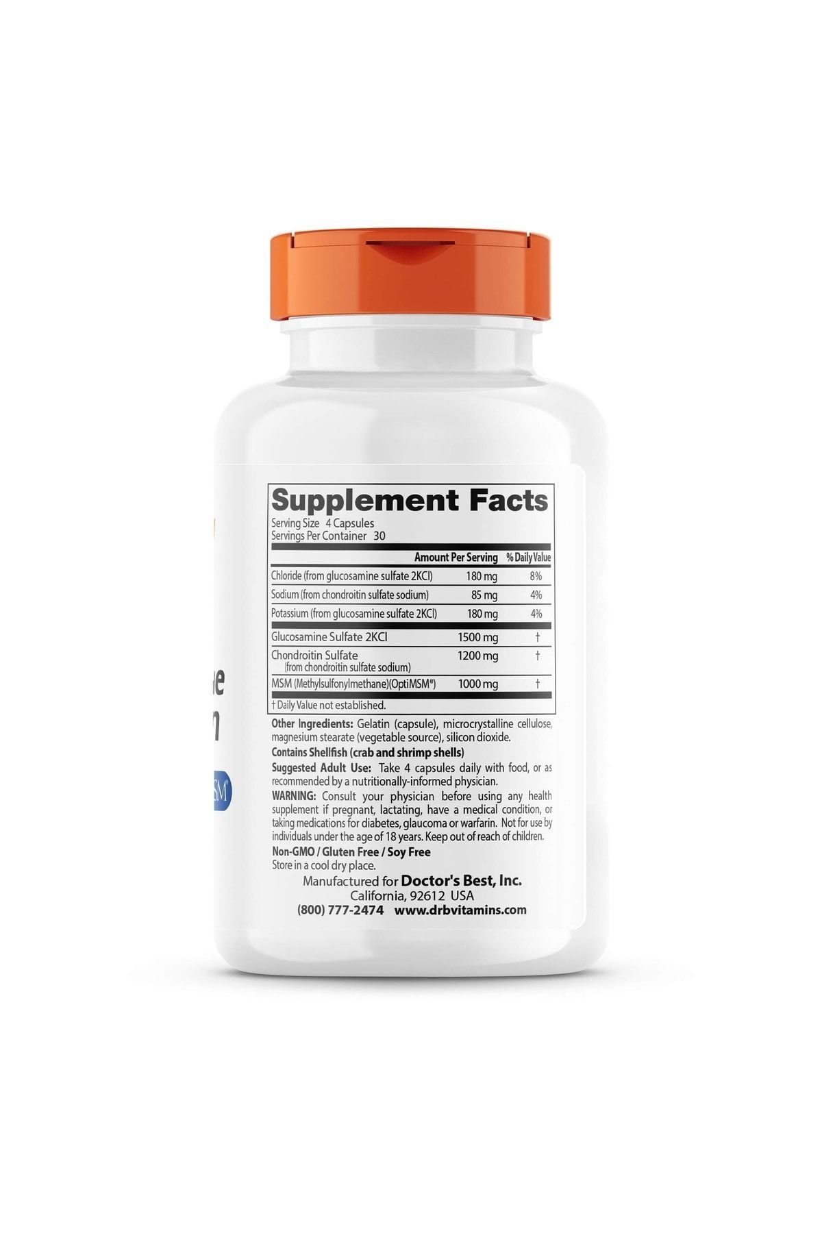 Doctor's Best-Glucosamine Chondroitin MSM - Optimsm Chloride Bone 2kcl 2