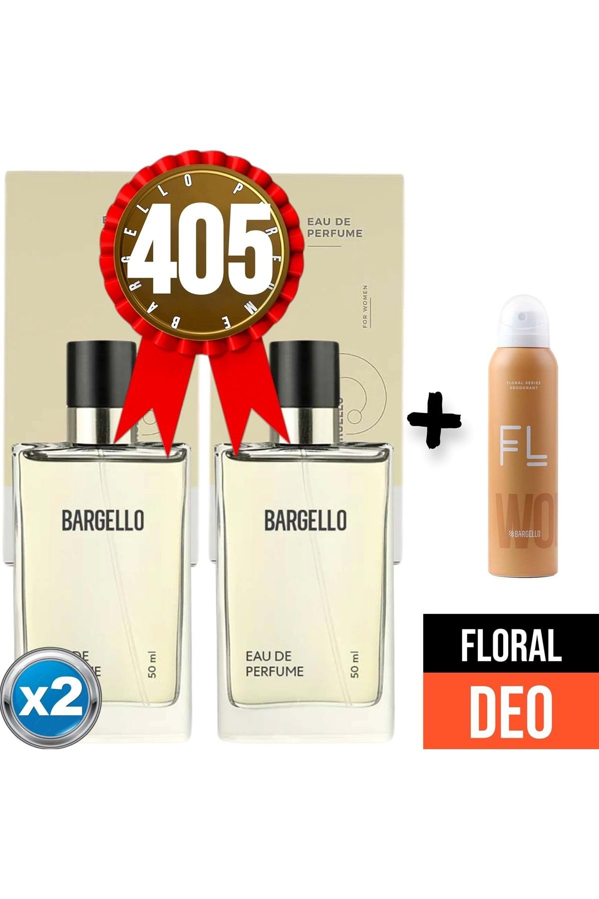 عطر 405x2 (2 عدد) گل 50 میلی لیتر + دئودورانت گل 150 میلی لیتر Bargello