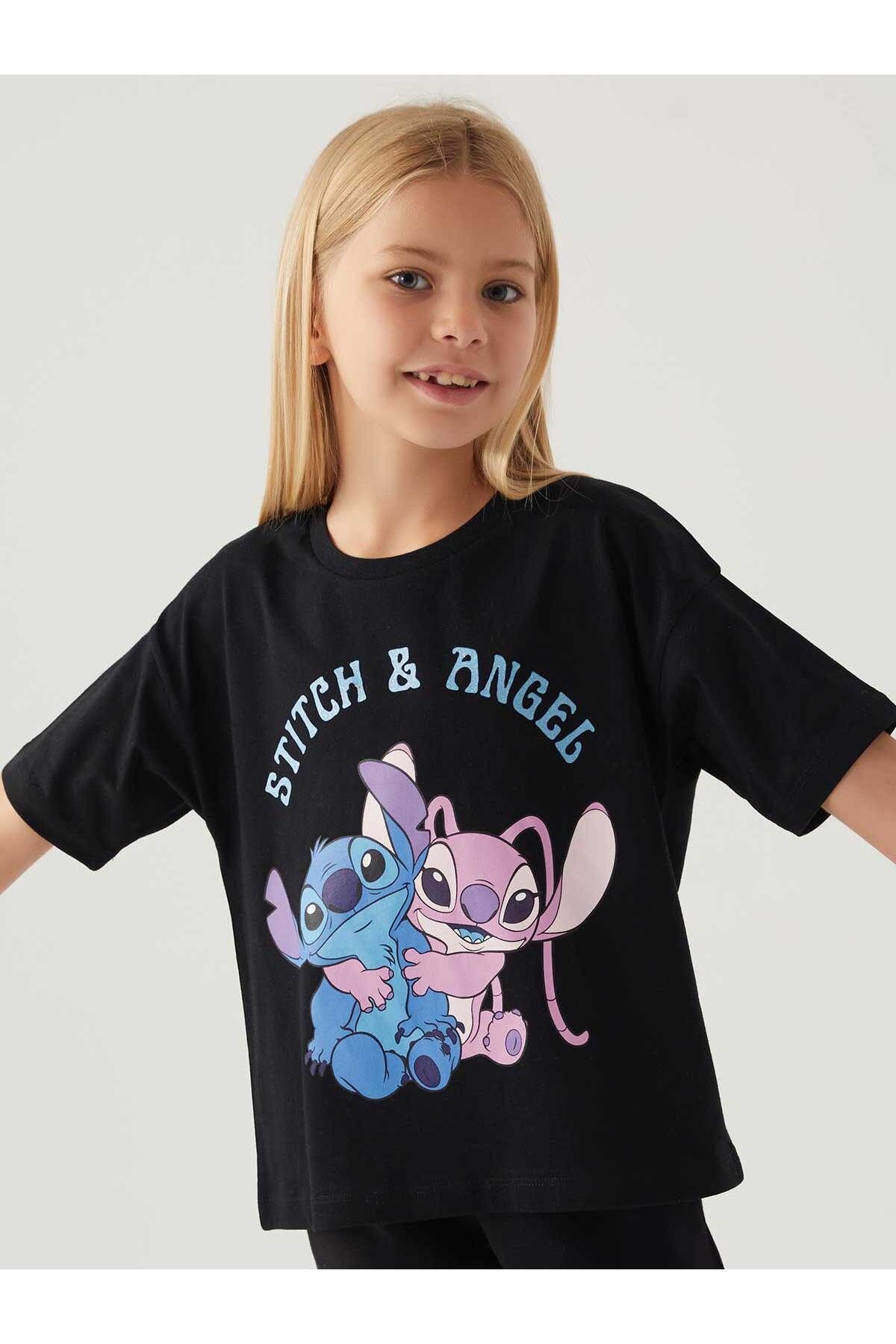 Футболка Stitch Girl для детей 3–7 лет, черная 18214901324S1