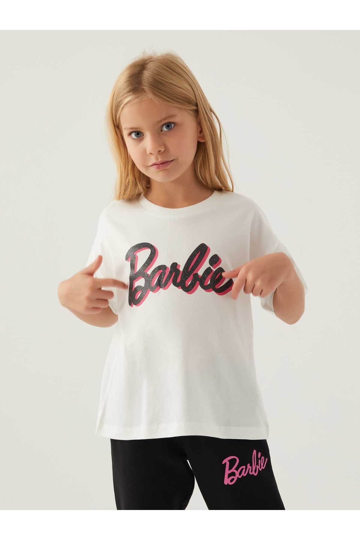 Barbie Kız Çocuk Tişört 3-7 Yaş Krem 18214773324S1