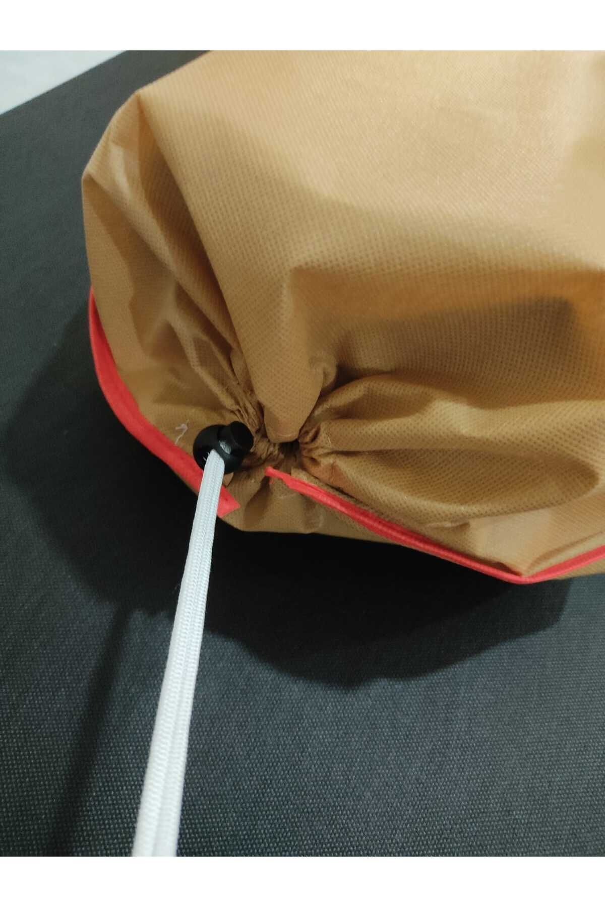 Halı Kılıfı, Halı Hurç, Yolluk Halılar için 120x40 cm Halı Taşıma ve Saklama Torbası, Halı Ambalajı, BEJ RENK-KIRMIZI ŞERİT