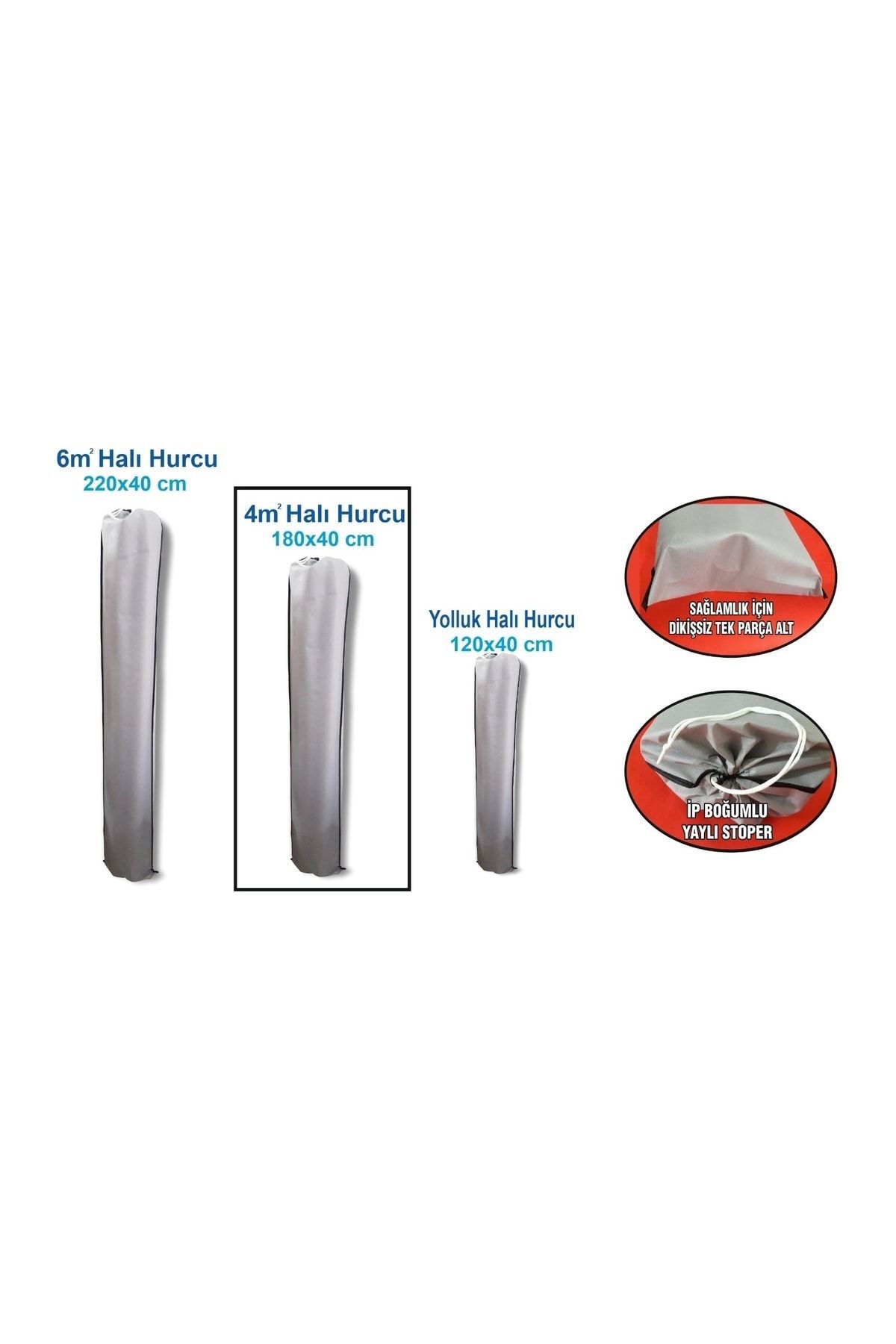 Halı Kılıfı, Halı Hurç, 4 M² Halı Için 180x40 Cm Halı Taşıma Saklama Ambalaj. Gri Renk