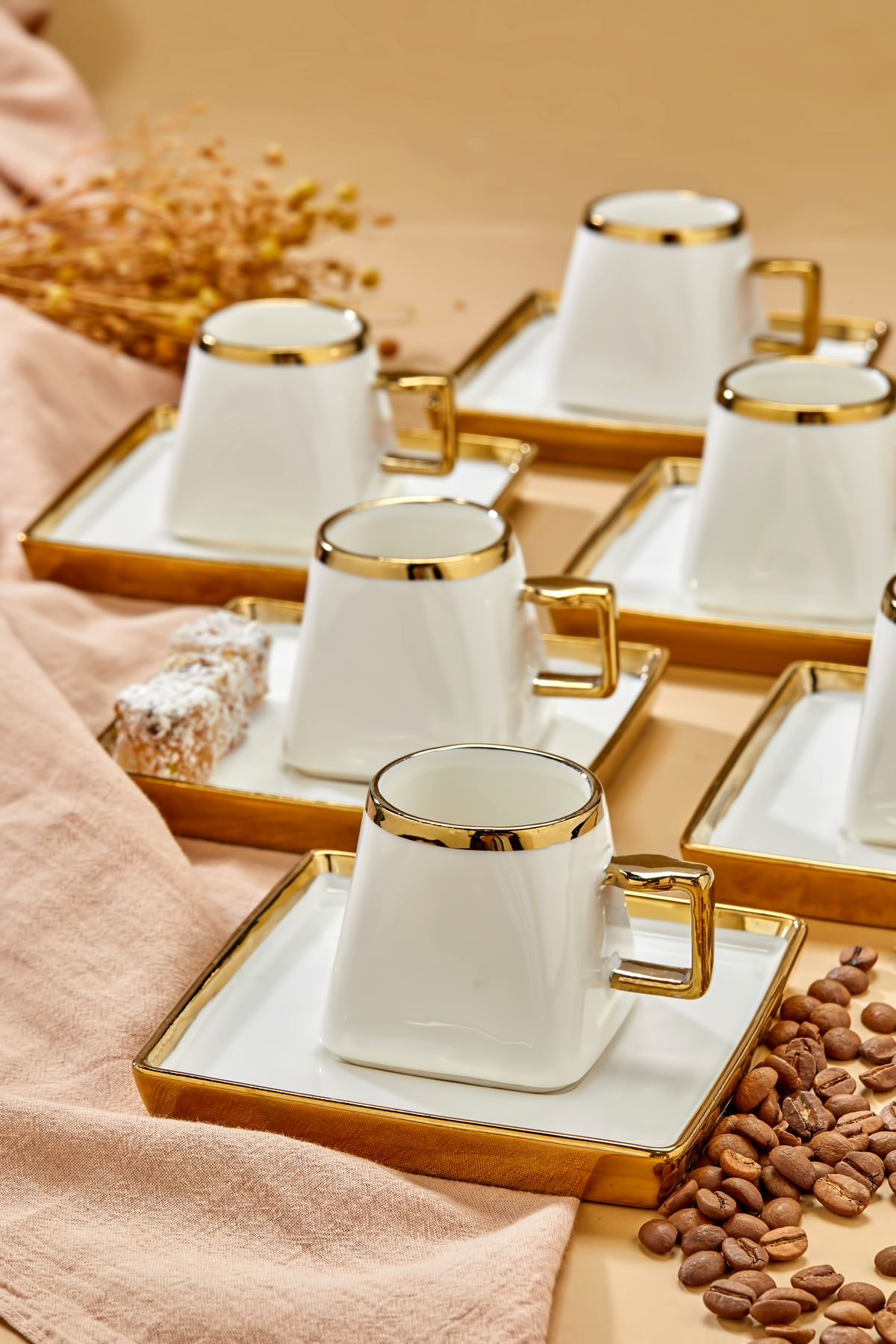 Vadi Carmen 6 Kişilik Porselen Gold Detaylı Kahve Fincan Takımı Fiyatı ...
