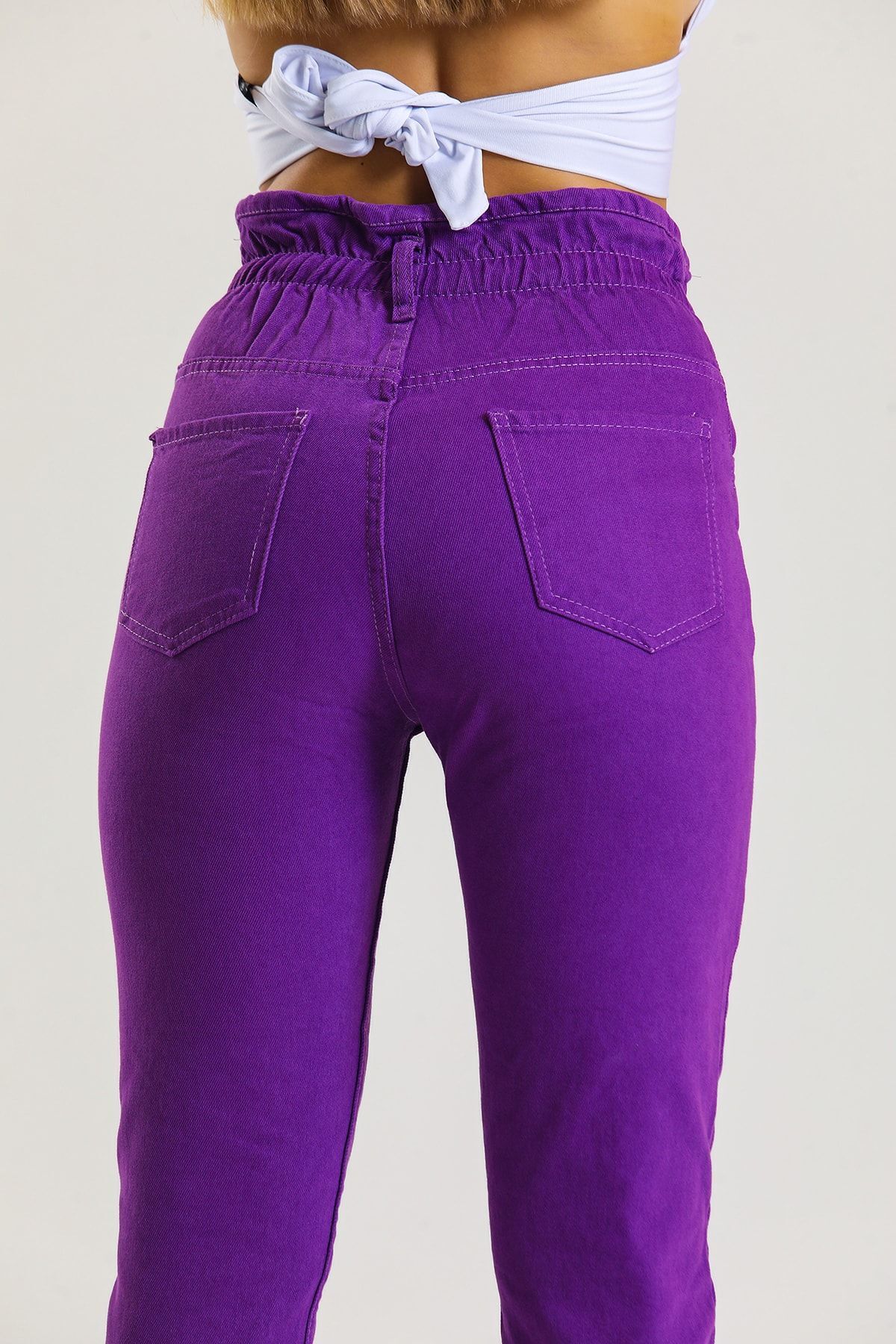 SHEVEGA Mor Y ksek Bel Beli B zg l Lastikli Mom Jean Kot Pantolon shevega-mor-y-ksek-bel-beli-b-zg-l-lastikli-mom-jean-kot-pantolon
