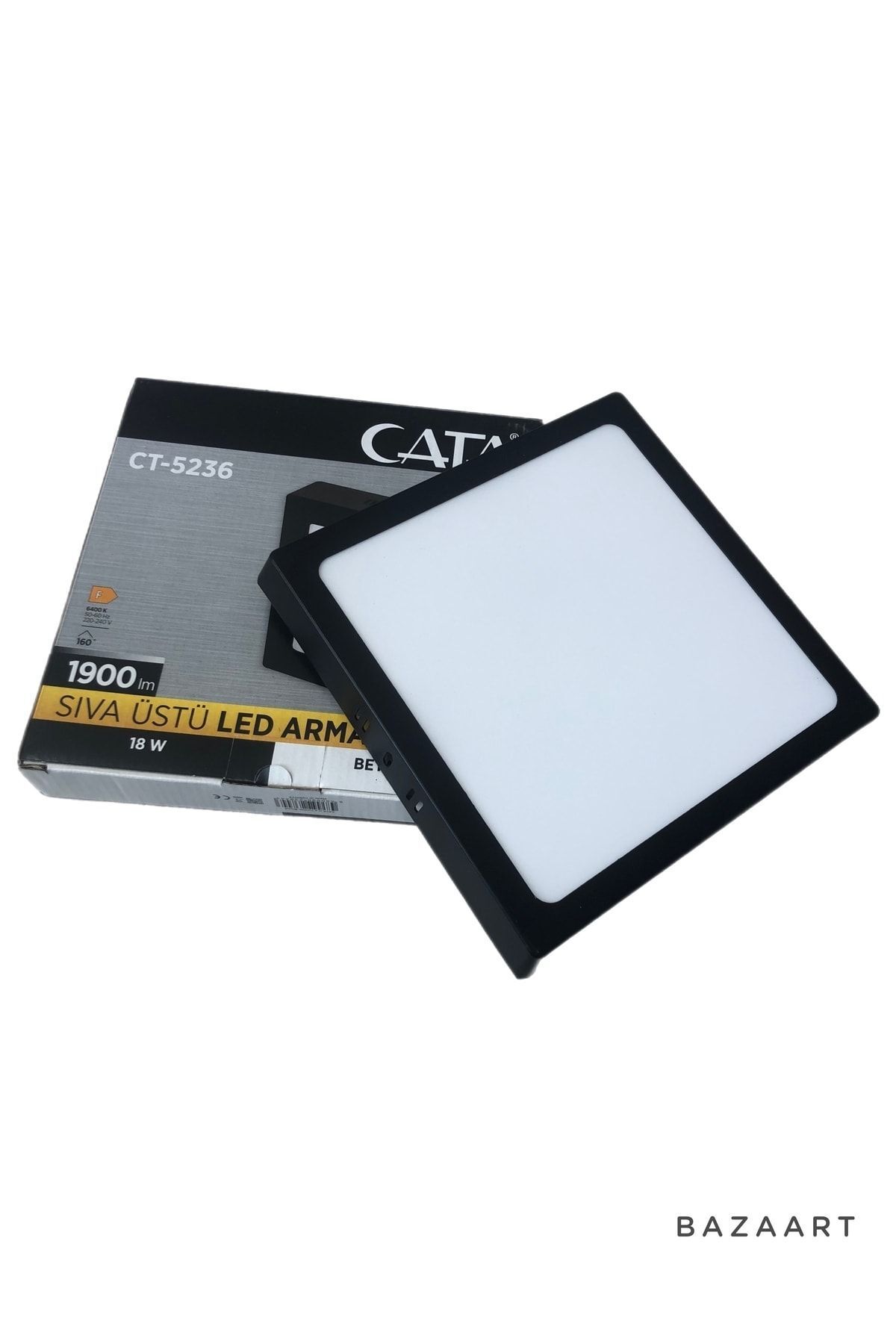 Ct-5236 Sıva Üstü Kare 18w Siyah Led Panel