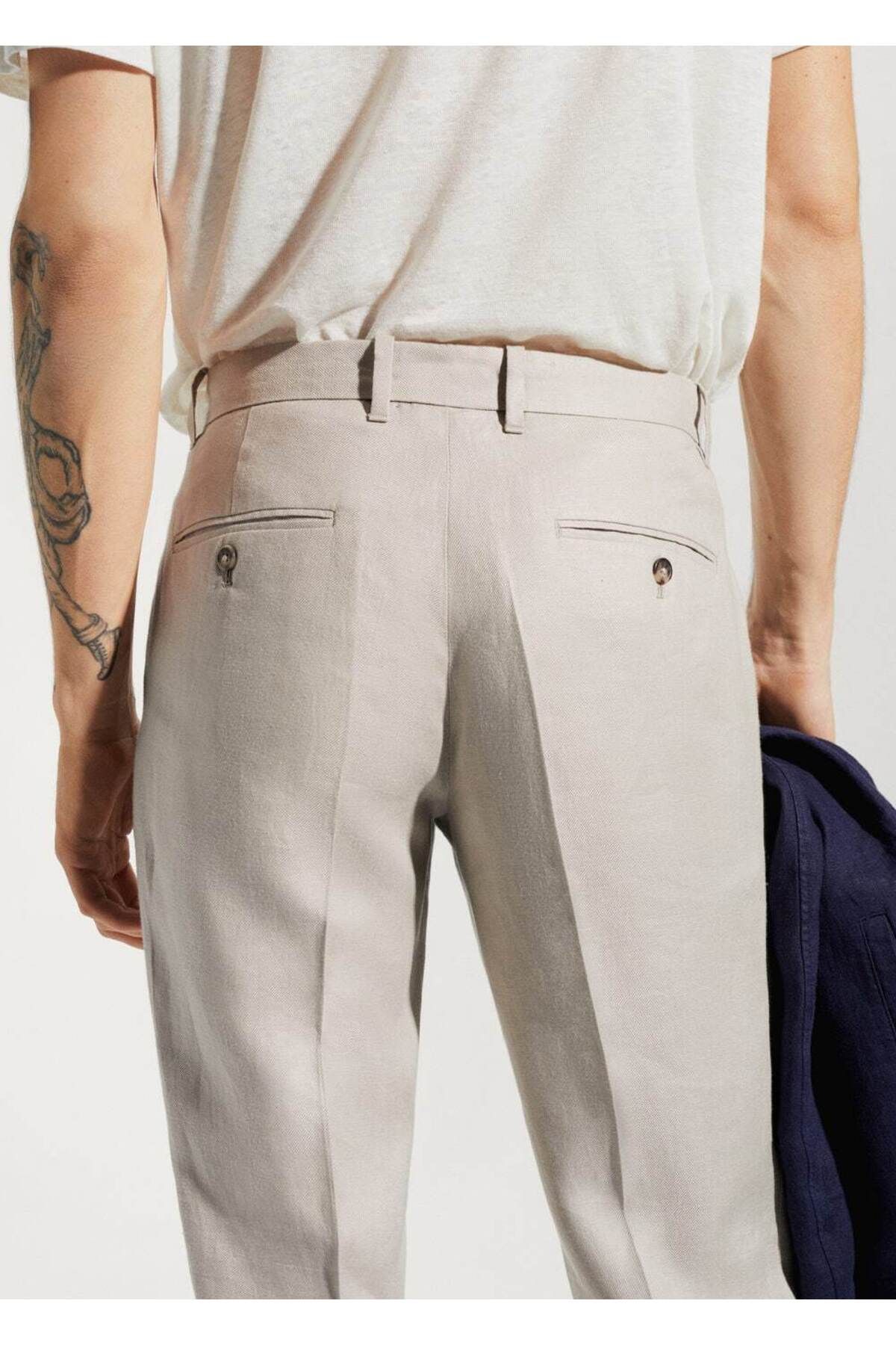 MANGO Man-100% linen regular fit trousers 5